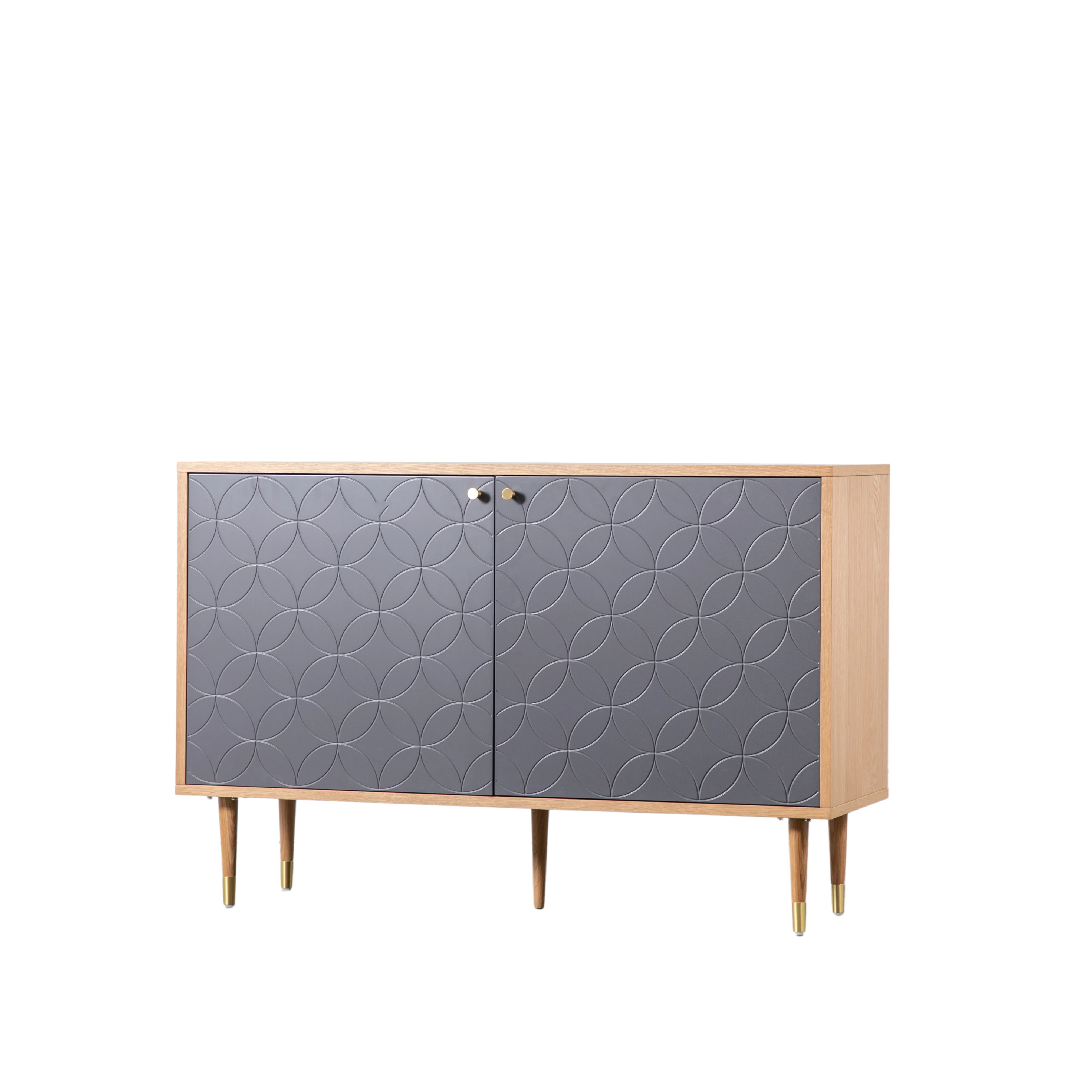Newbury Bauhaus 2 Door Cabinet | Grey/Oak - Image 3