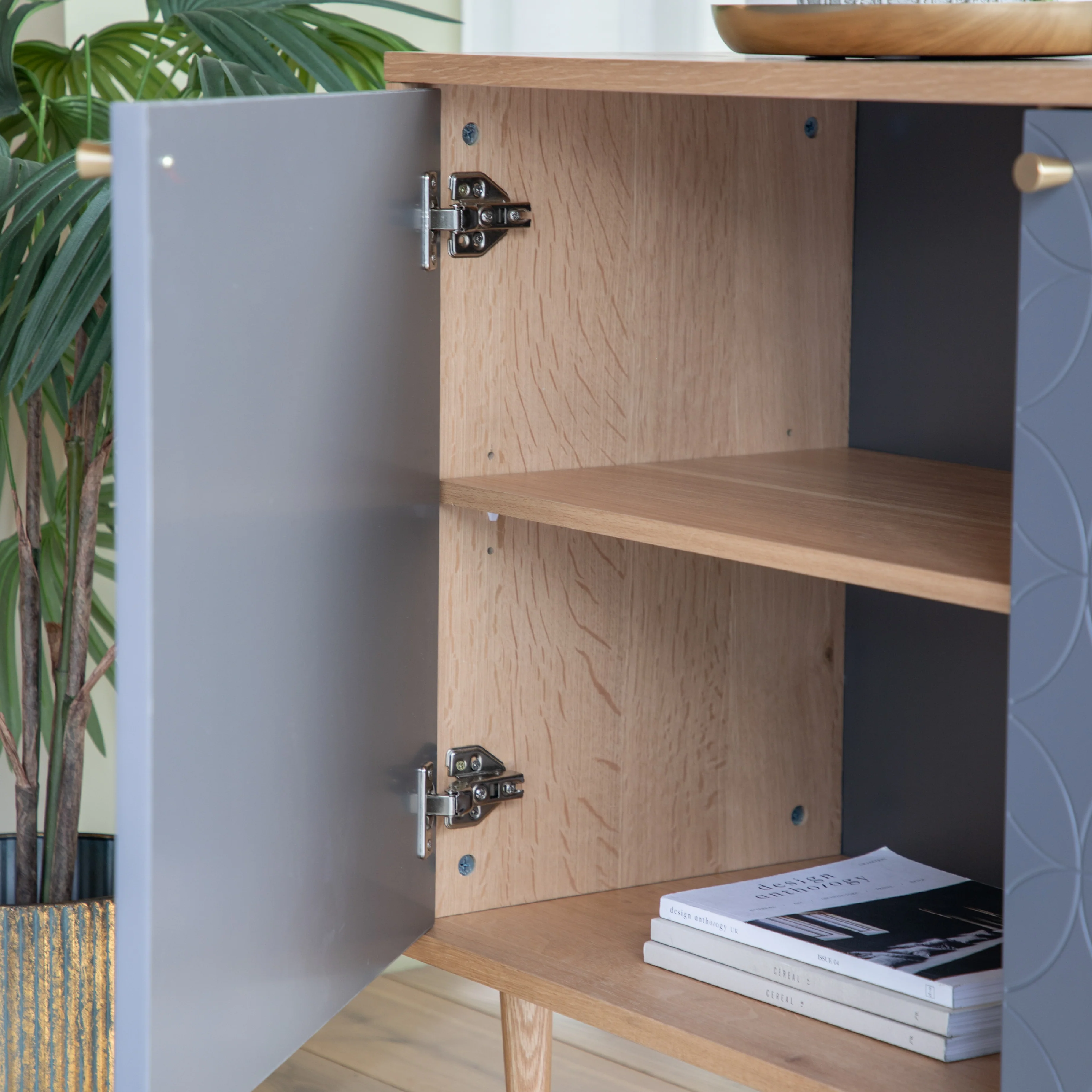 Newbury Bauhaus 2 Door Cabinet | Grey/Oak - Image 5