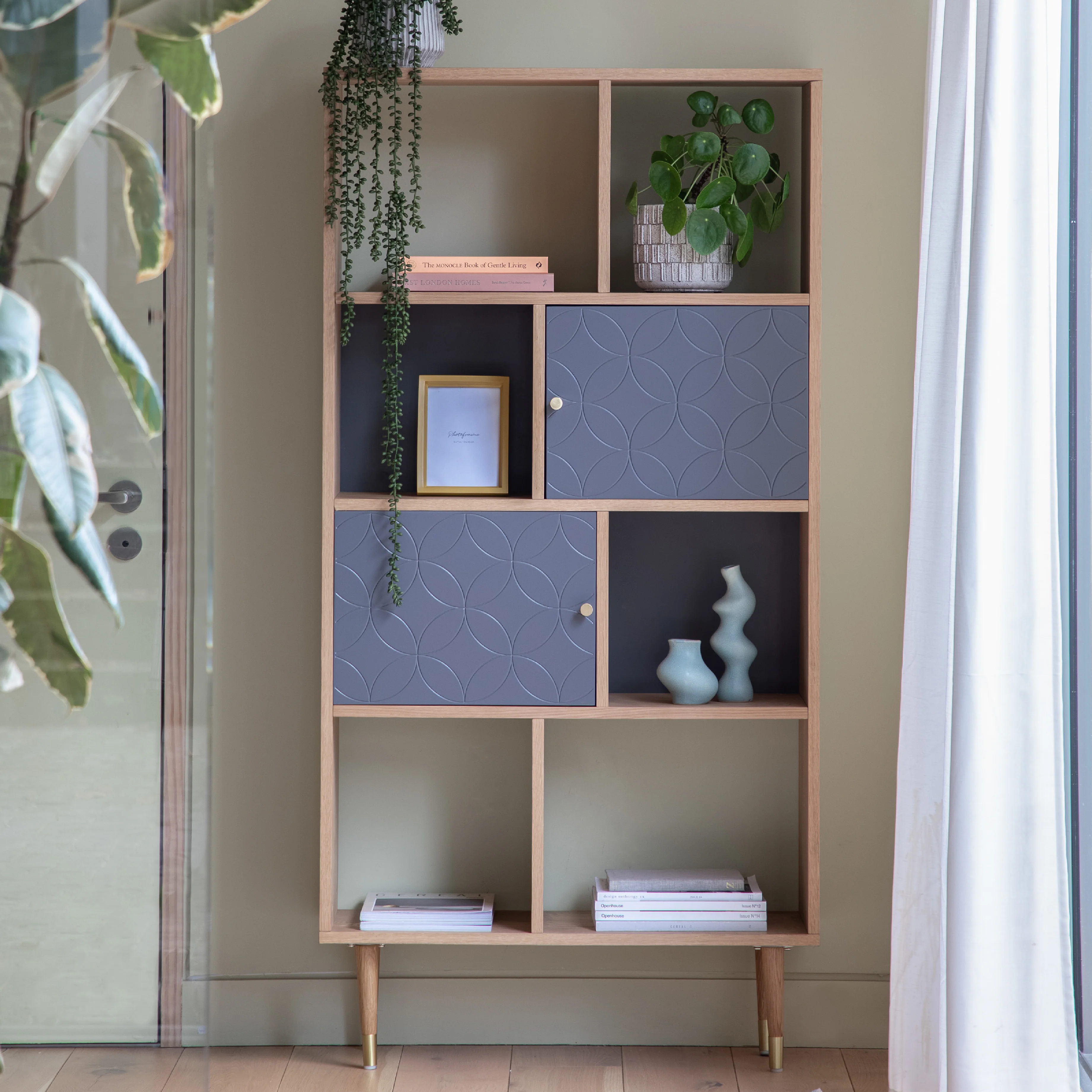 Newbury Bauhaus Display Unit | Grey/Oak