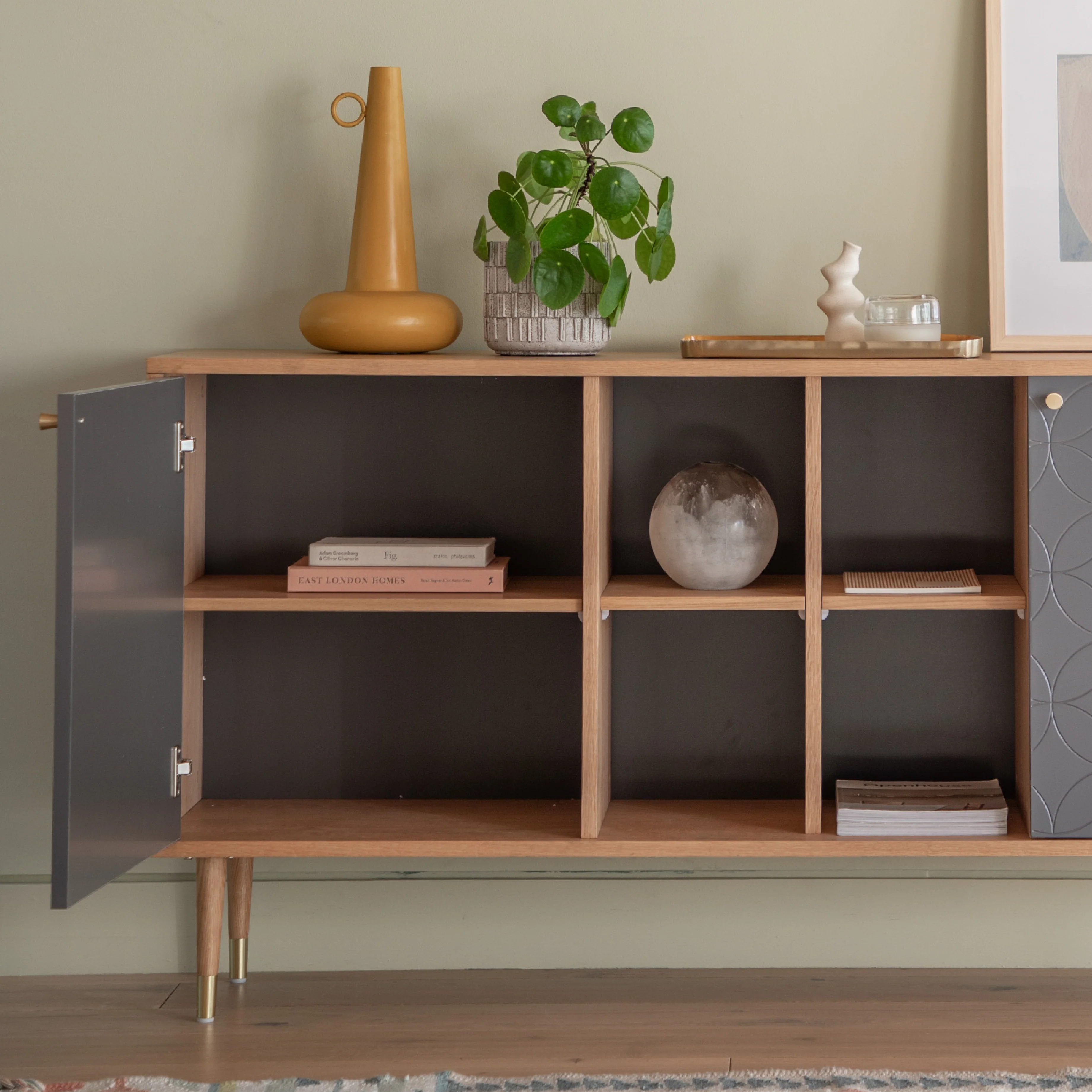 Newbury Bauhaus Sideboard | Grey/Oak - Image 2