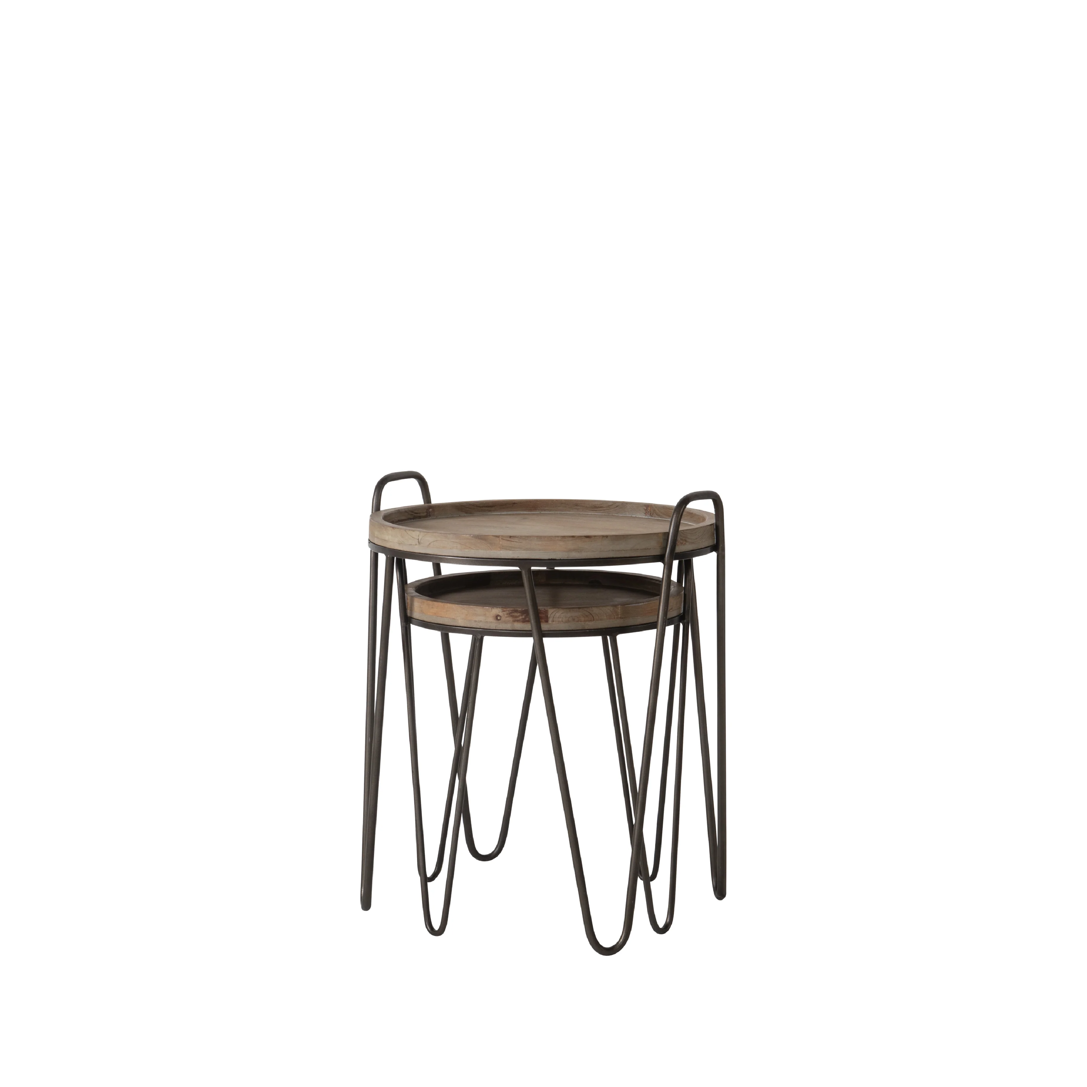 Nuffield Fir Wood Nesting Side Tables | Bronze/Natural | Set of 2 - Image 3