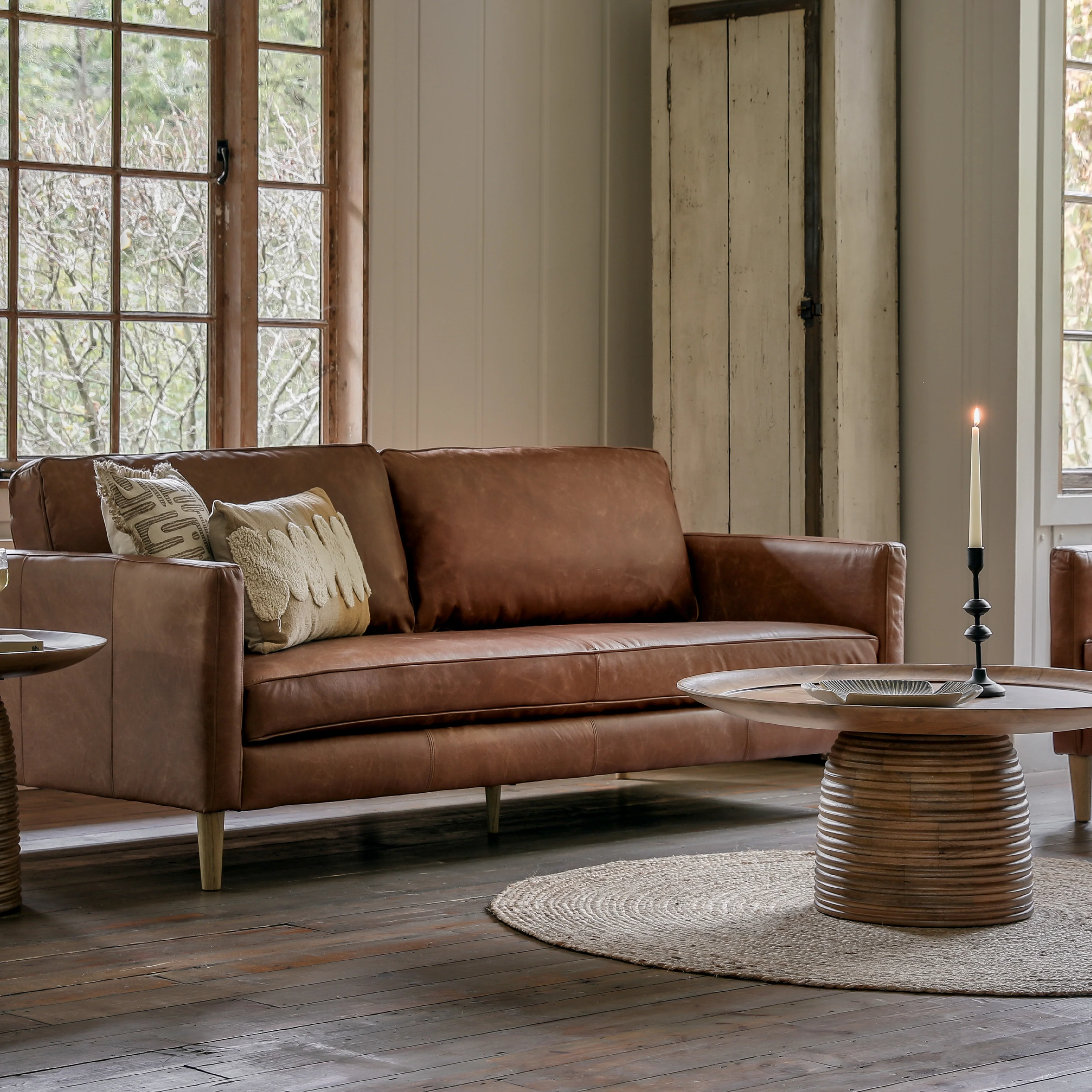 Osborne 3 Seat Leather Sofa | Brown - Image 2