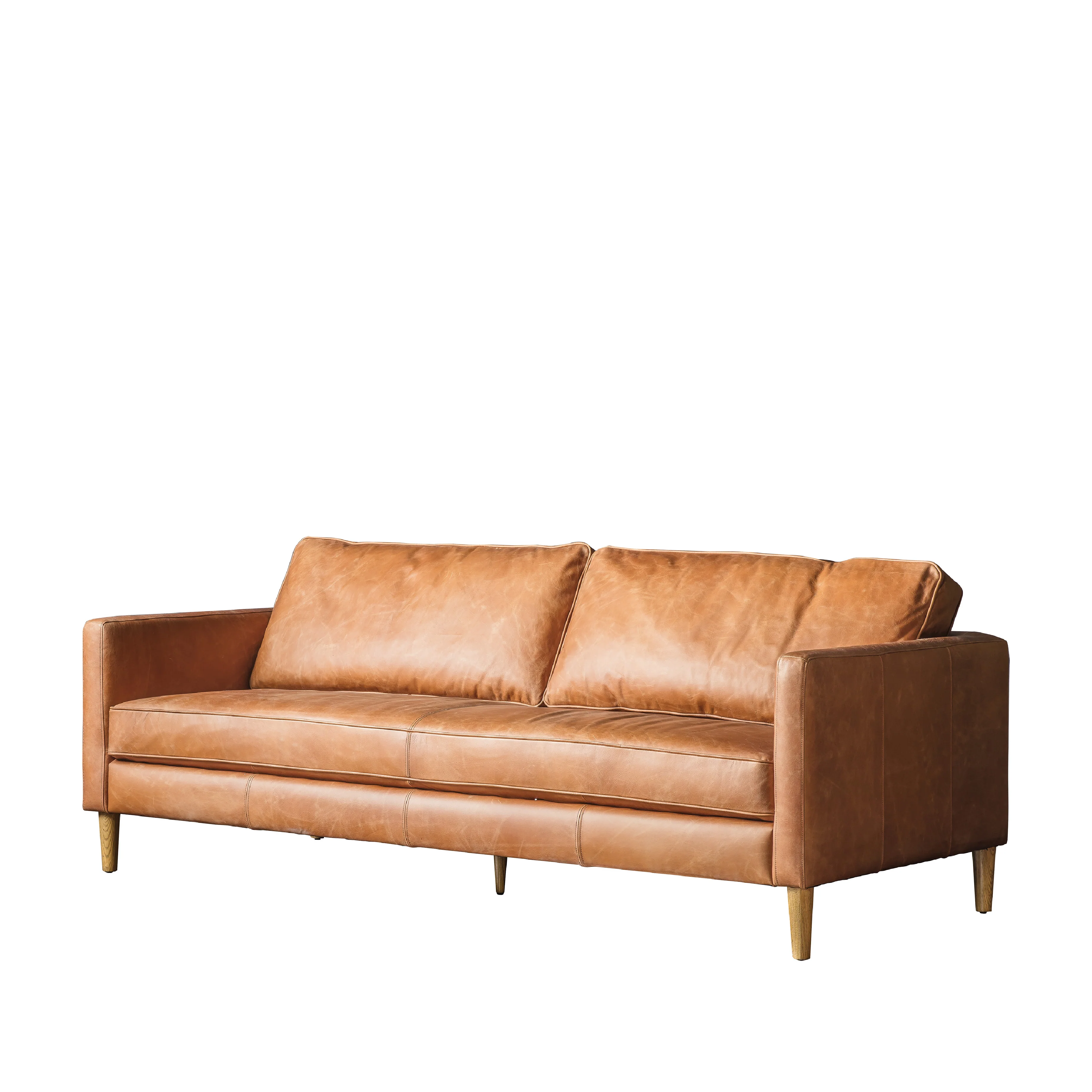 Osborne 3 Seat Leather Sofa | Brown - Image 3