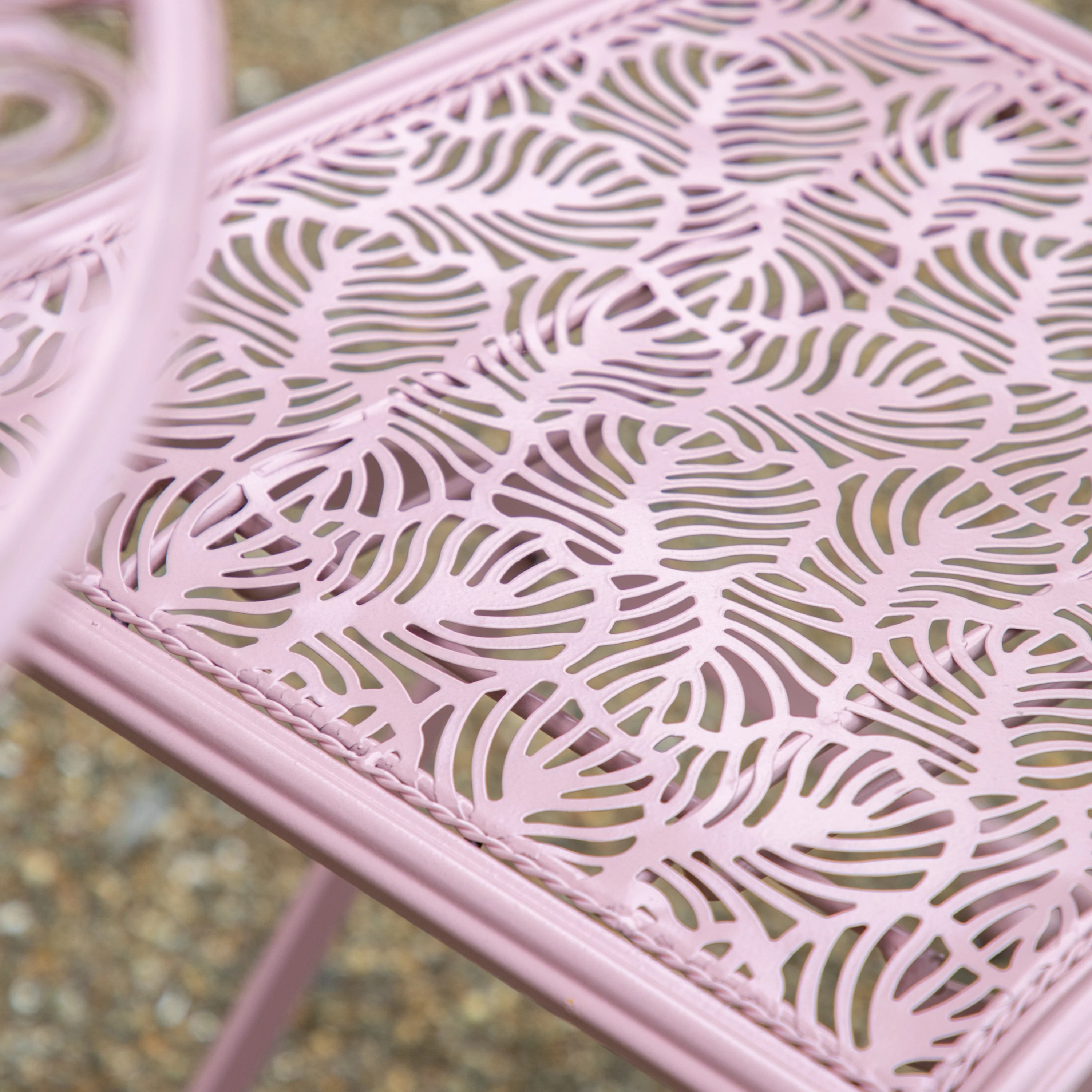 Outdoor Brindisi 2 Seat Bistro Set | Coral Pink Iron - Image 3