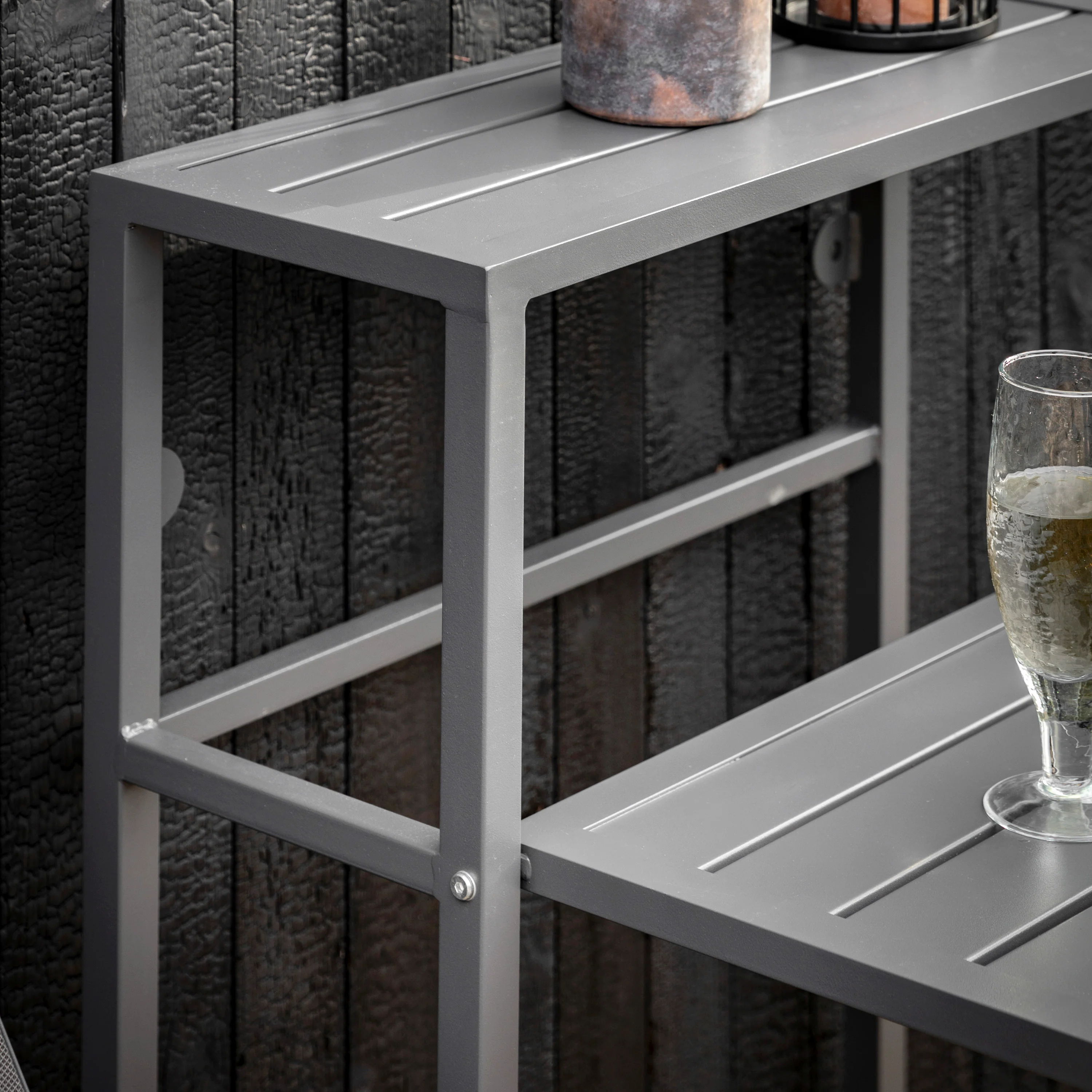 Outdoor Kavala 2 Seat Balcony Set | Charcoal Grey Steel - Image 4