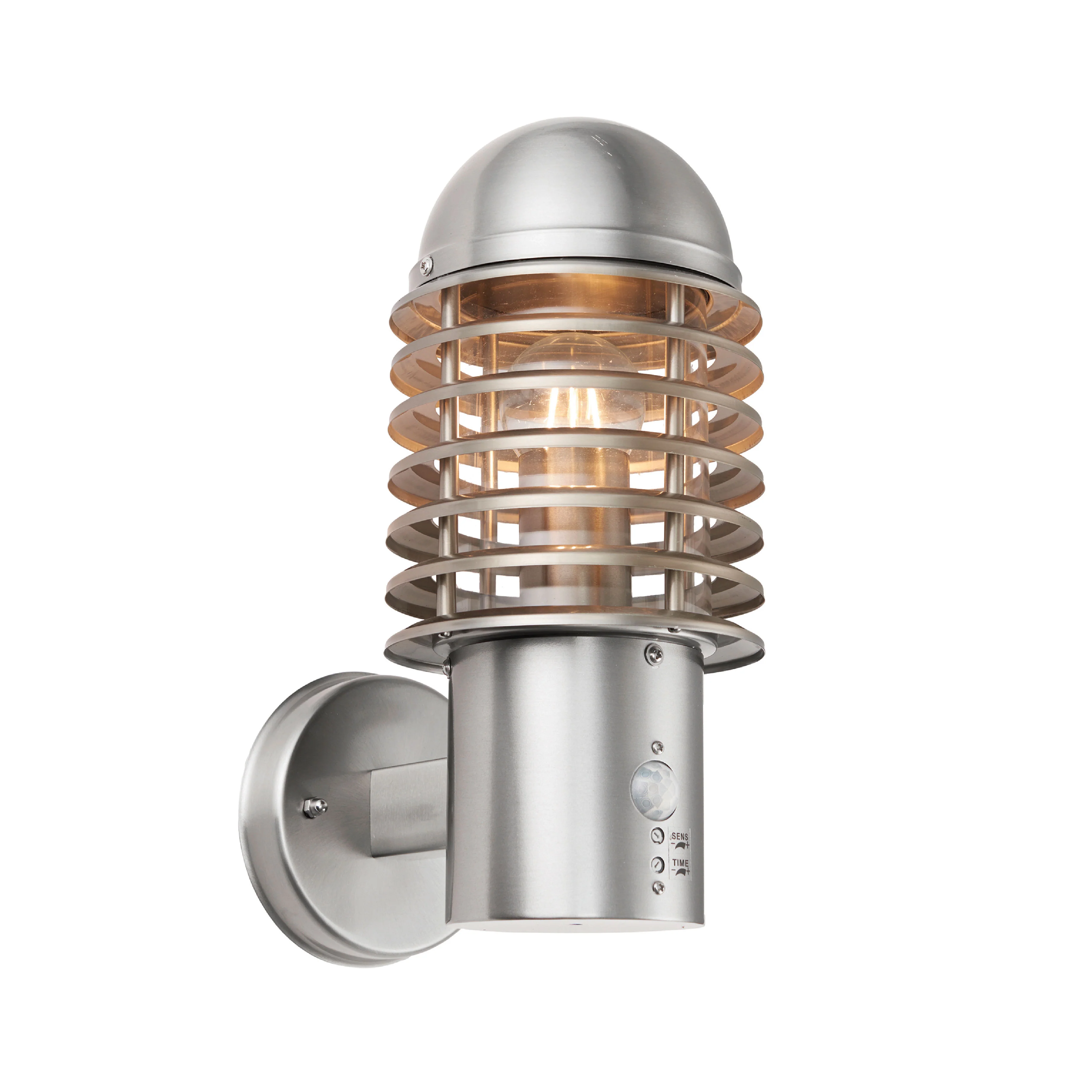 Outdoor Louvre PIR Wall Light | Brushed Stainless Steel | 34cm - Image 3