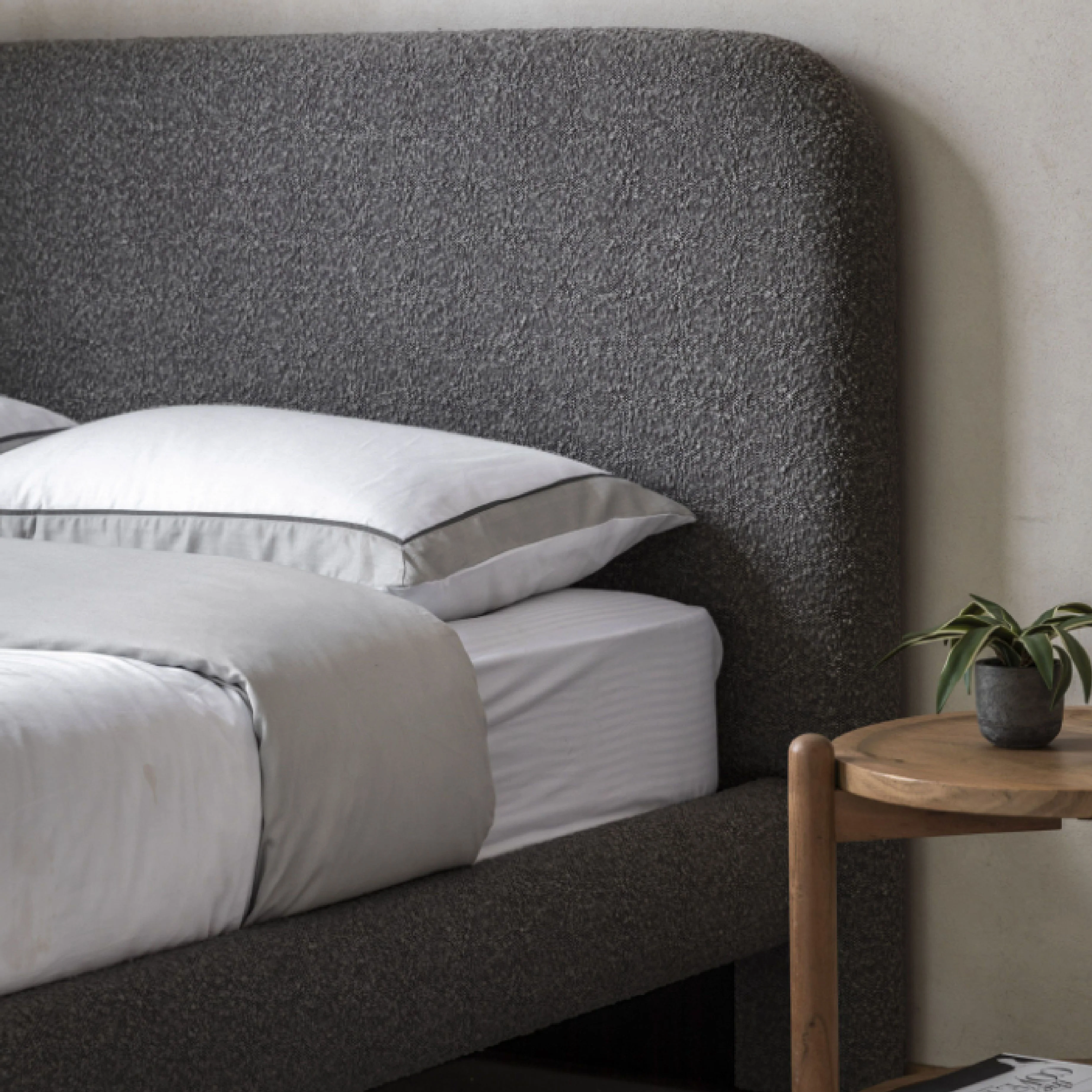 Rabley Boucle Bed Frame | Charcoal Grey - Image 5