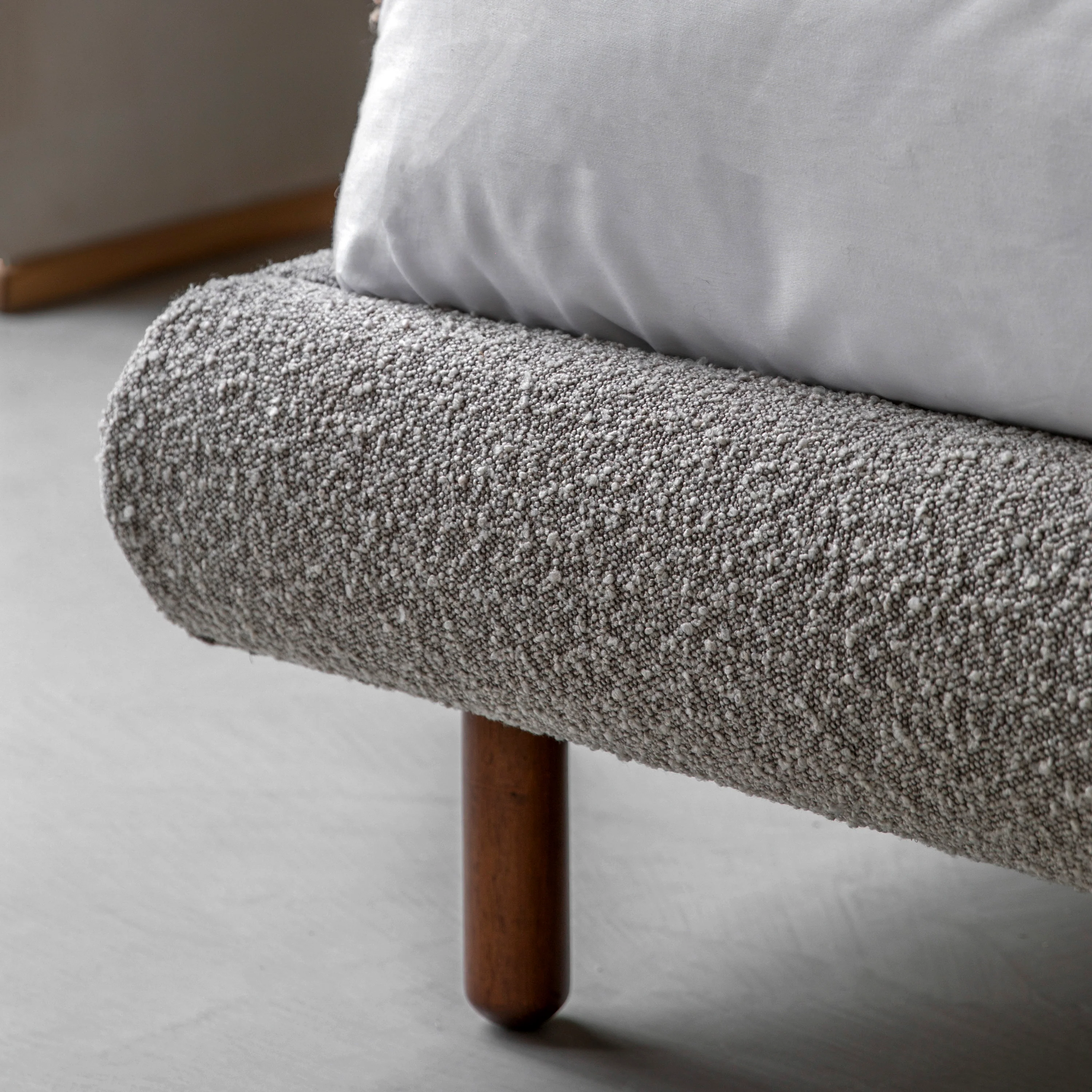 Rabley Boucle Bed Frame | Stone Grey - Image 4