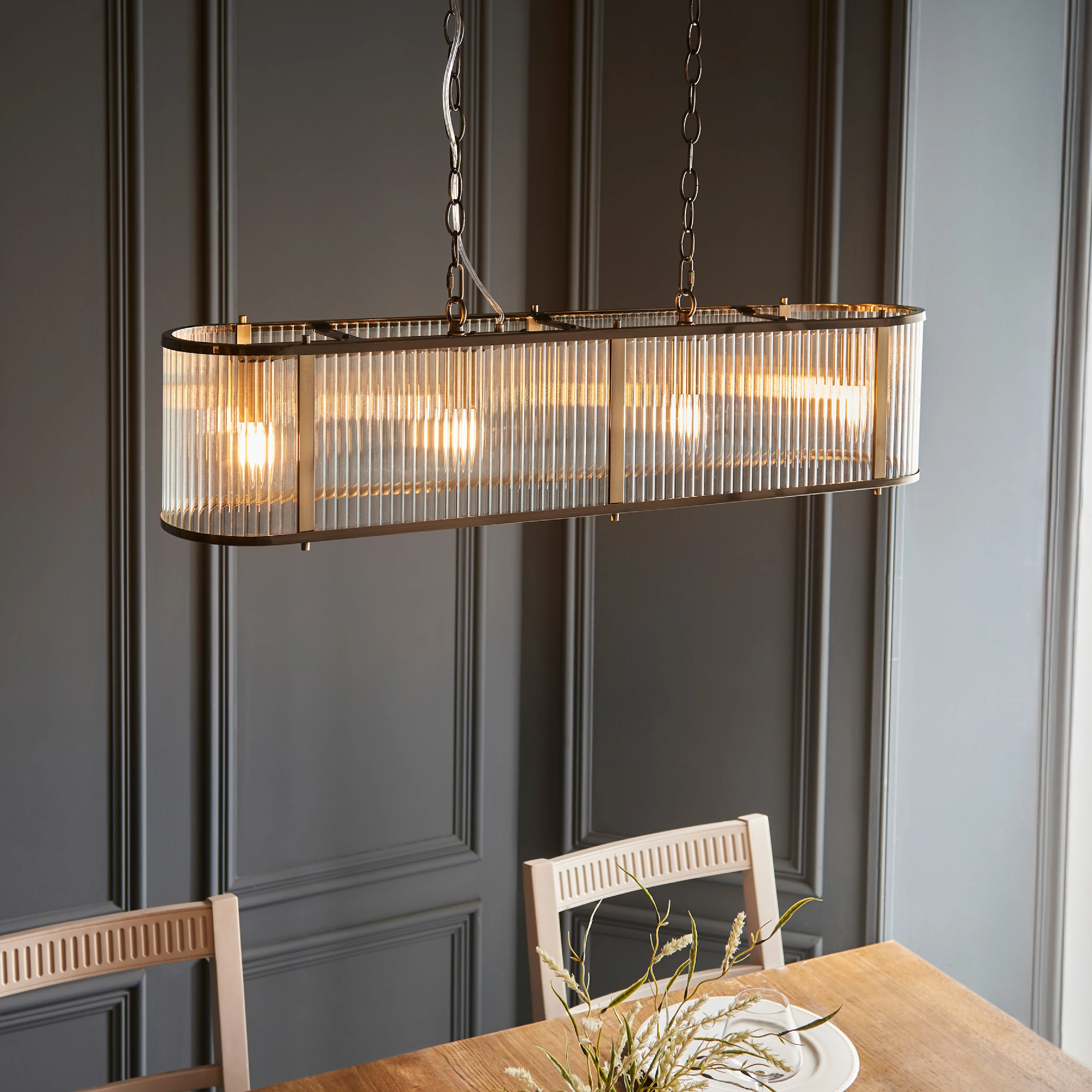 Ridgeton 4 Bulb Pendant Light Fitting | Antique Brass - Image 4