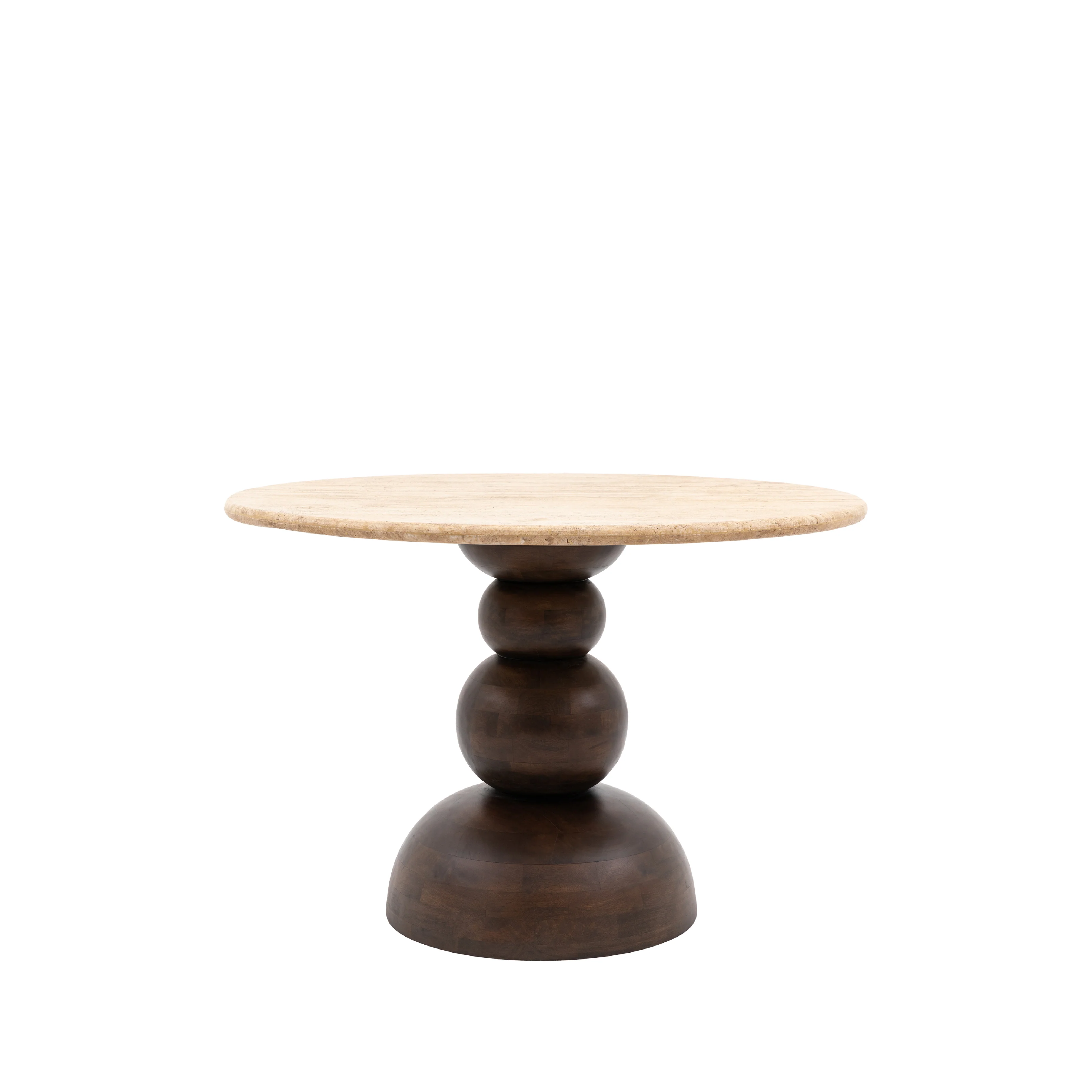 Sculpt Retro Travertine Top Dining Table | Dark Wood - Image 3