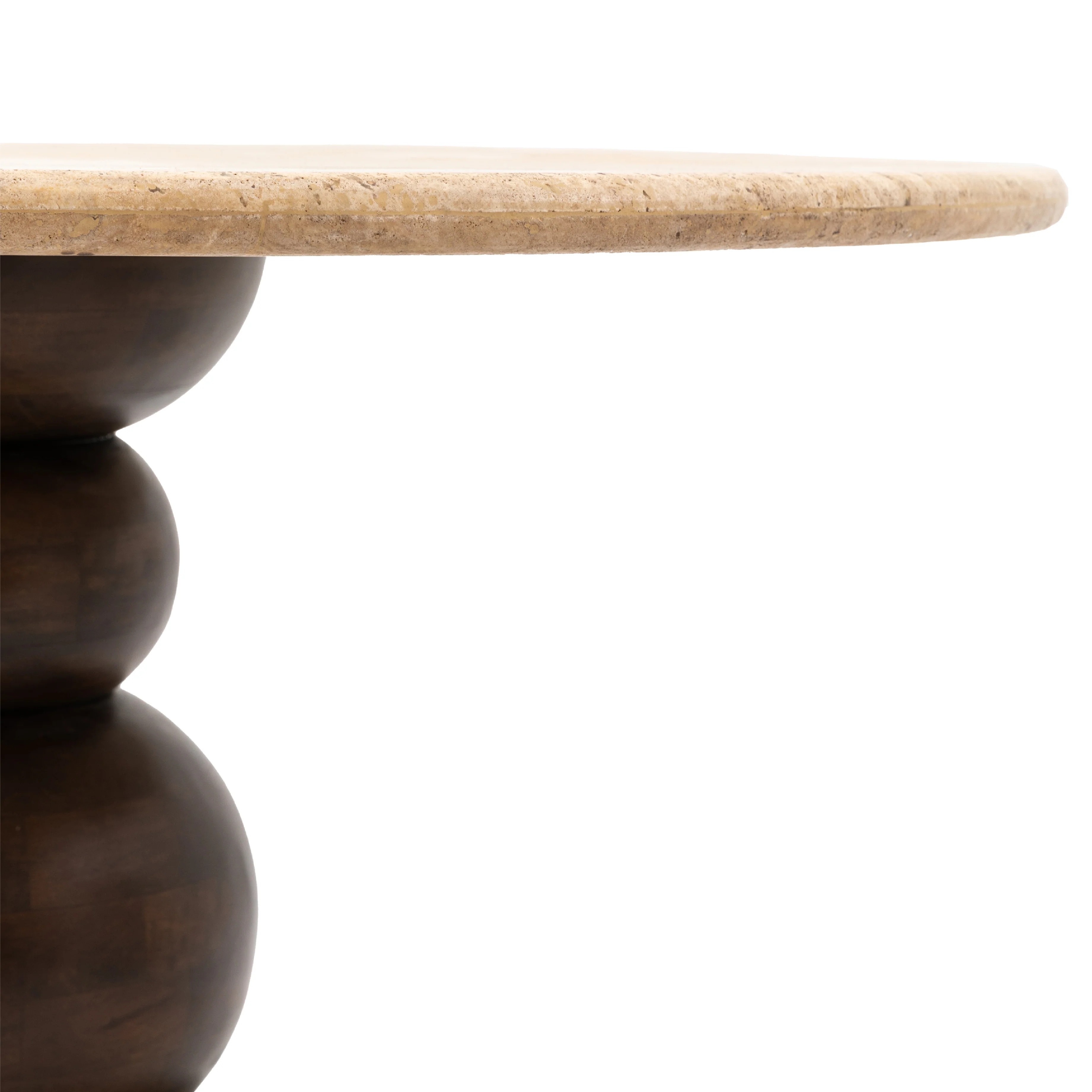 Sculpt Retro Travertine Top Dining Table | Dark Wood - Image 4