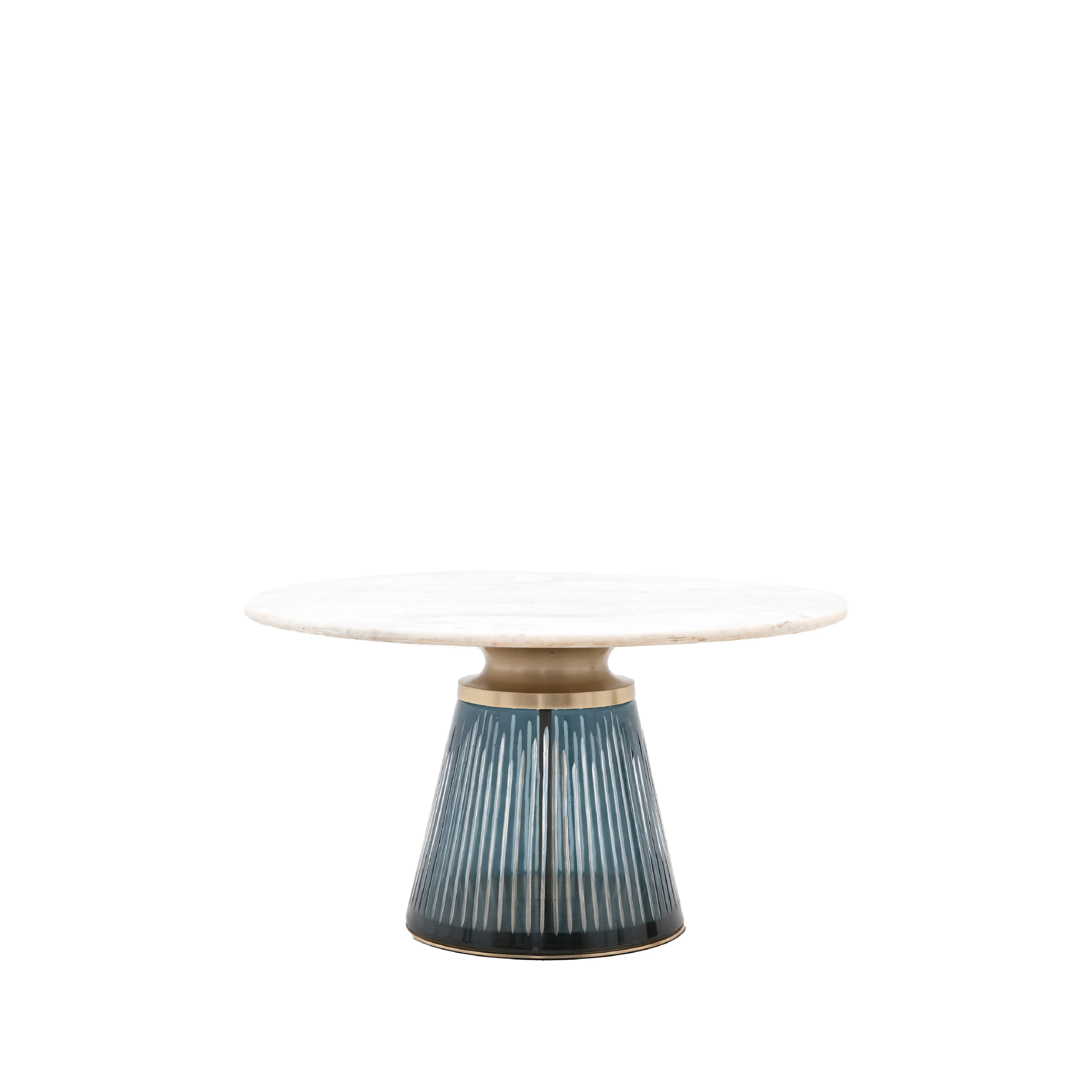Seville Fluted Marble Top Coffee Table | Blue - Image 3