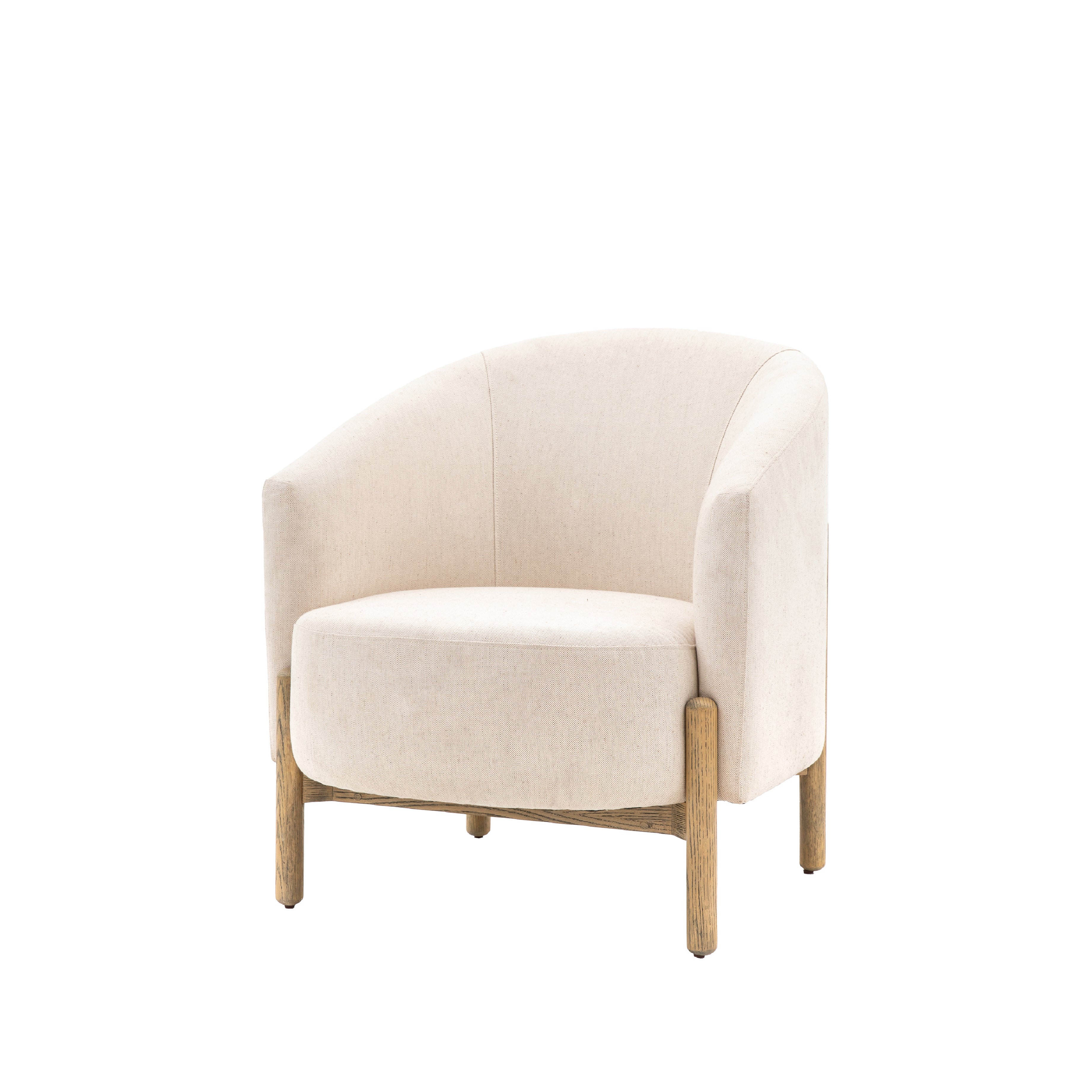 Tindon Curve Fabric Armchair | Natural - Image 3