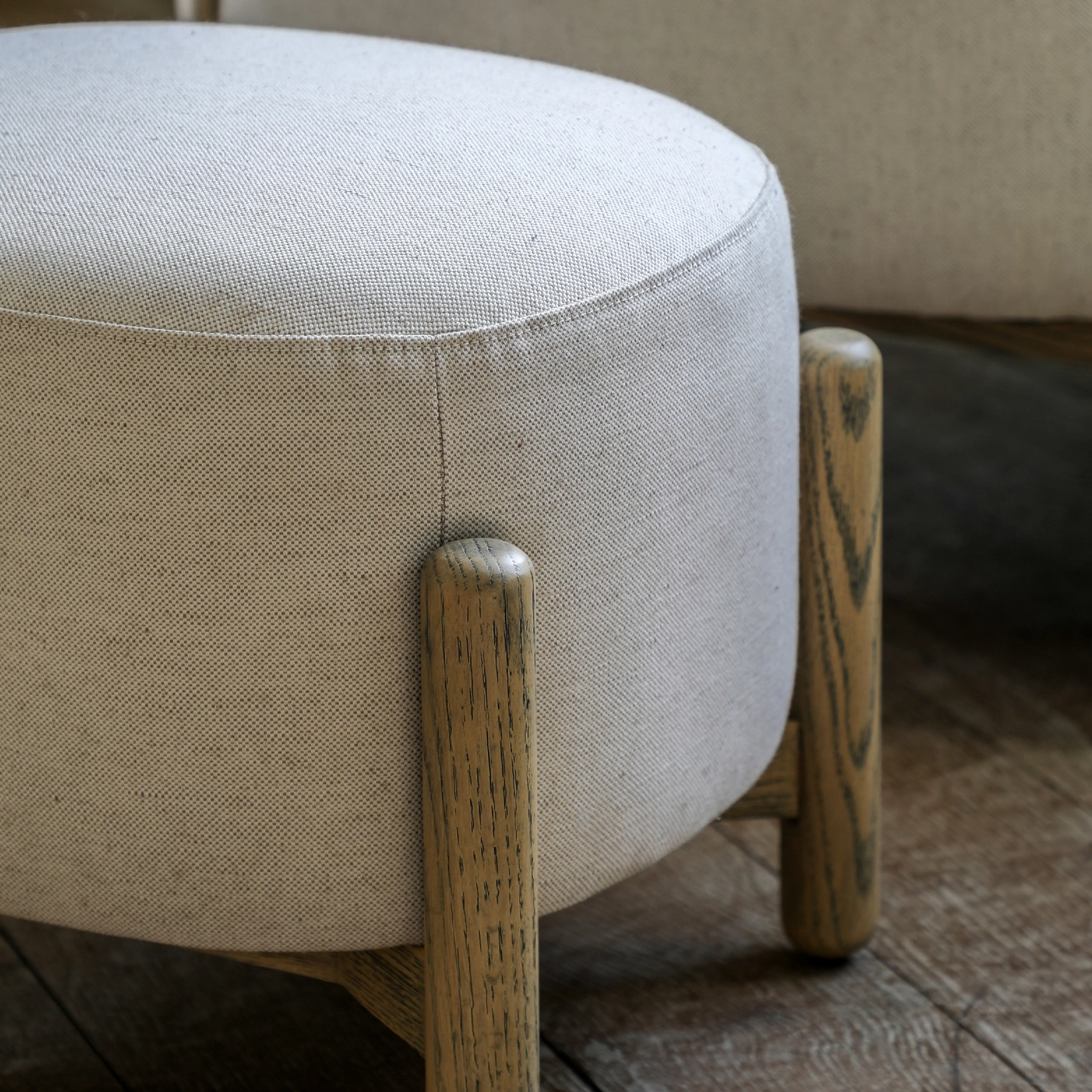 Tindon Curve Fabric Footstool | Natural - Image 2