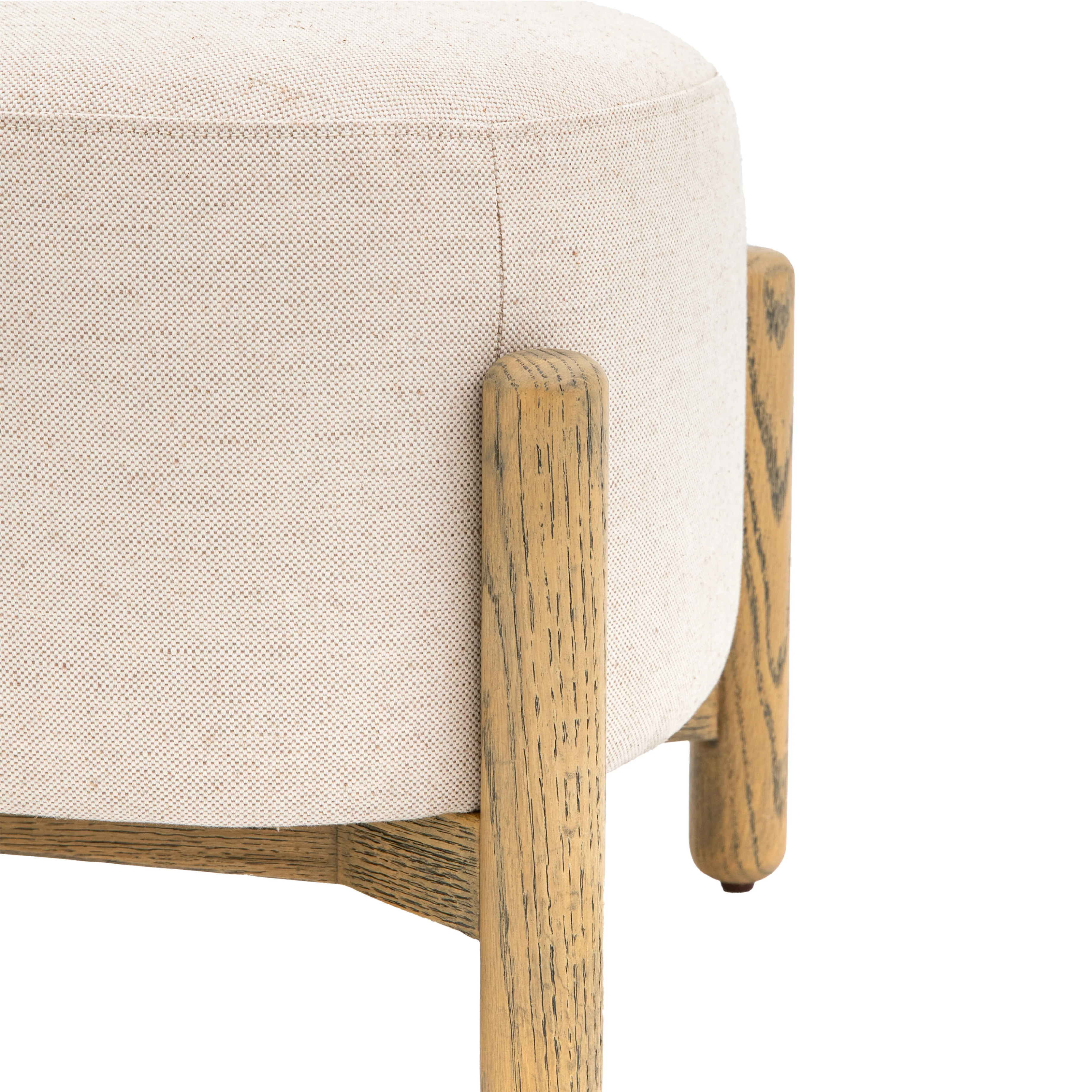 Tindon Curve Fabric Footstool | Natural - Image 4