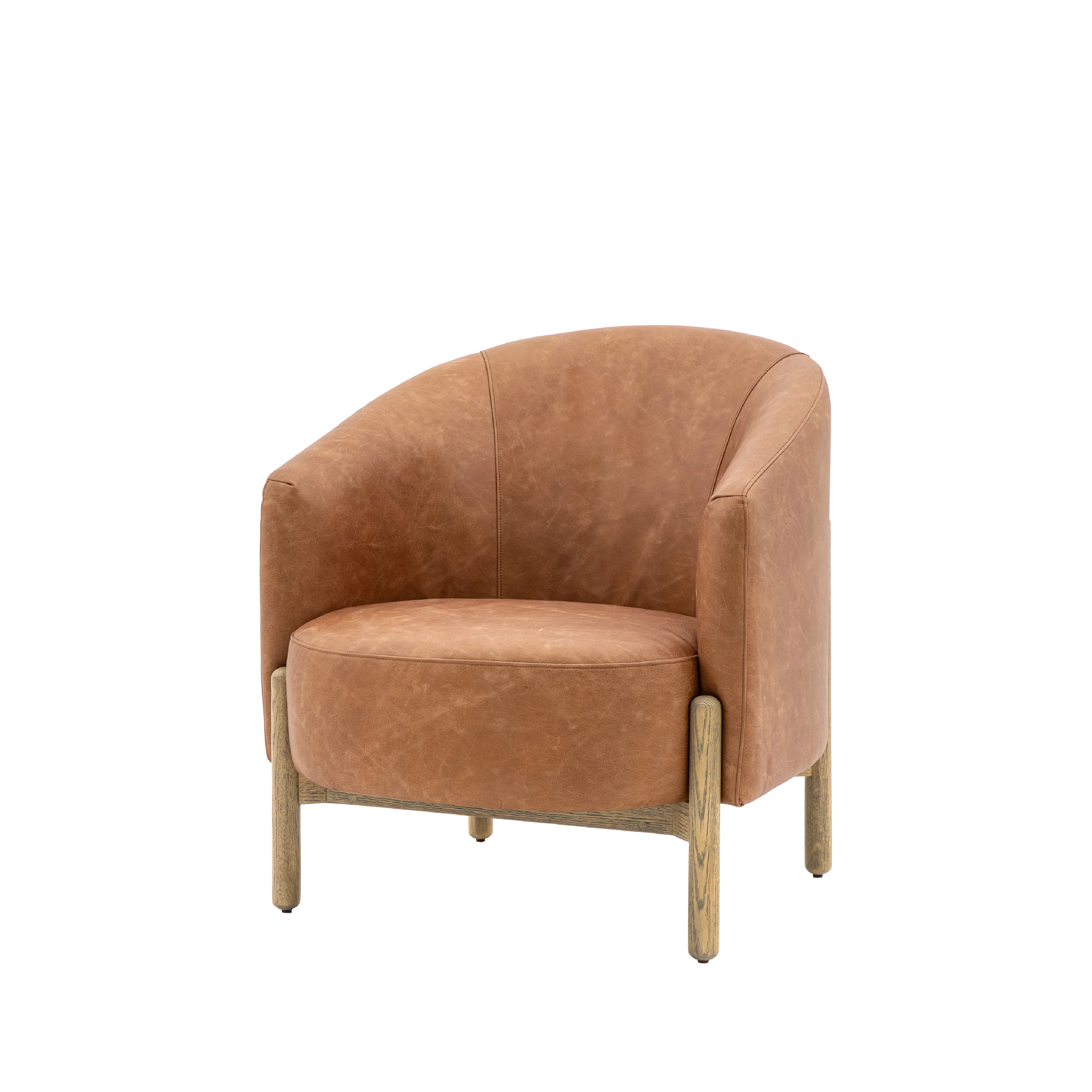 Tindon Curve Leather Armchair | Vintage Brown - Image 3