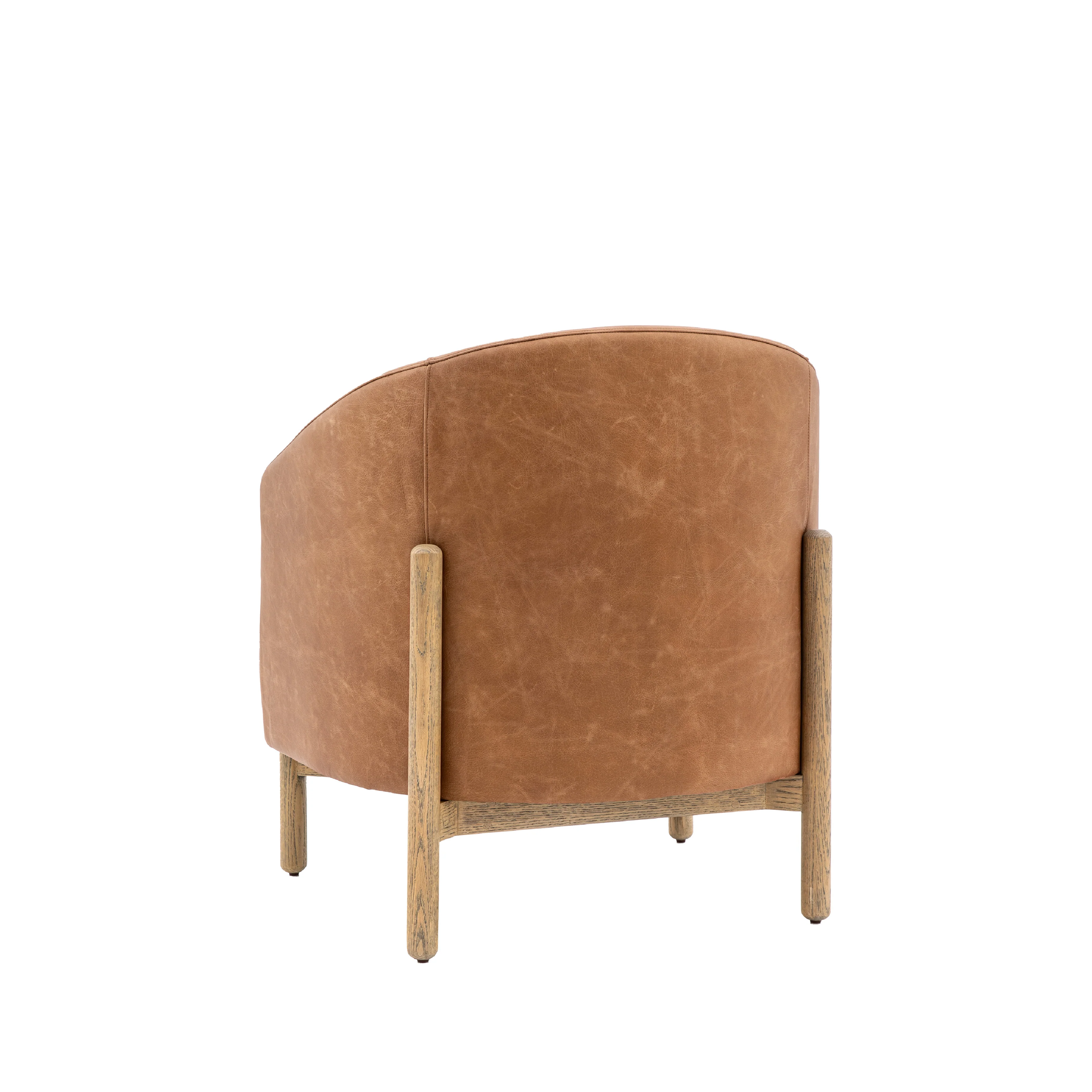 Tindon Curve Leather Armchair | Vintage Brown - Image 4