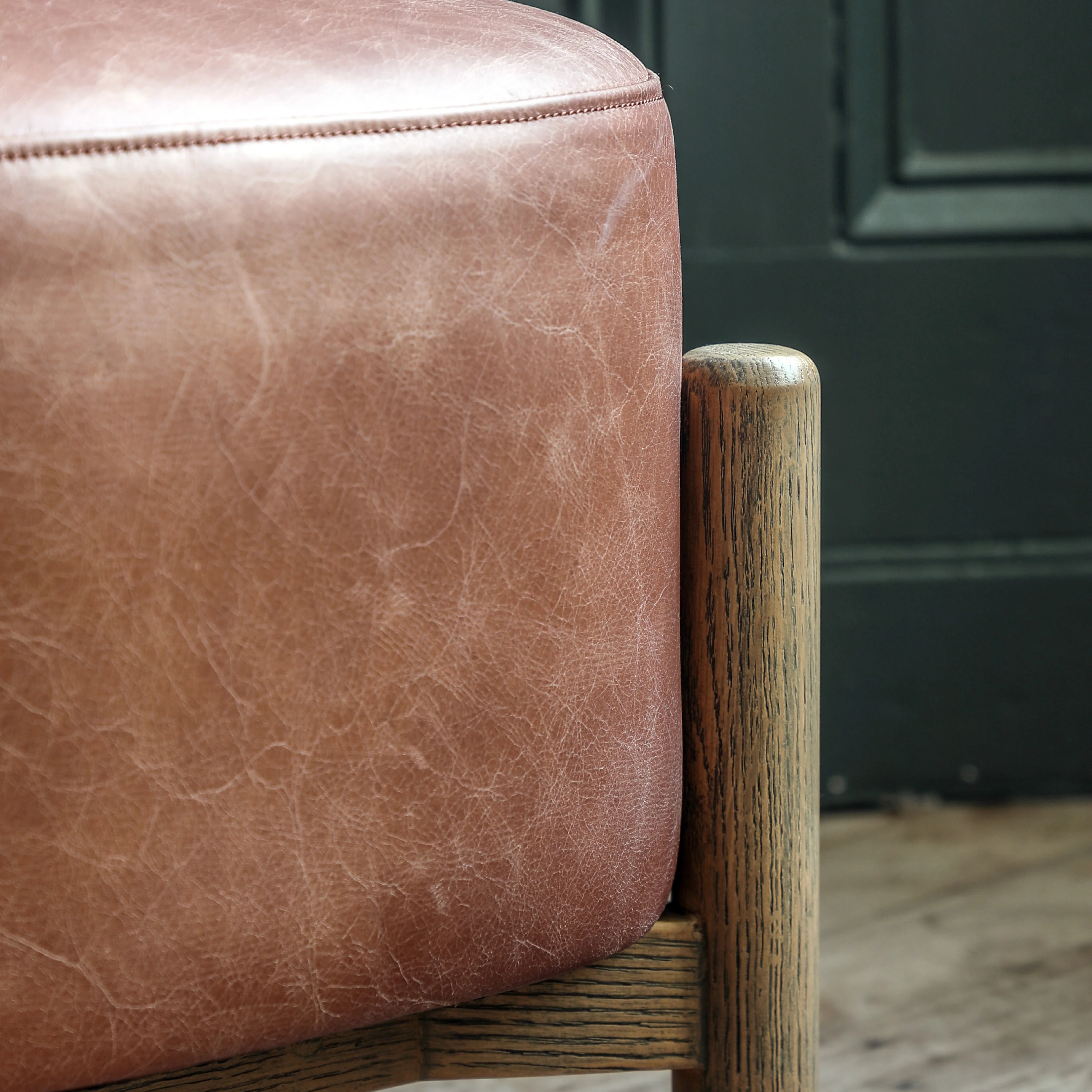 Tindon Curve Leather Footstool | Vintage Brown - Image 2