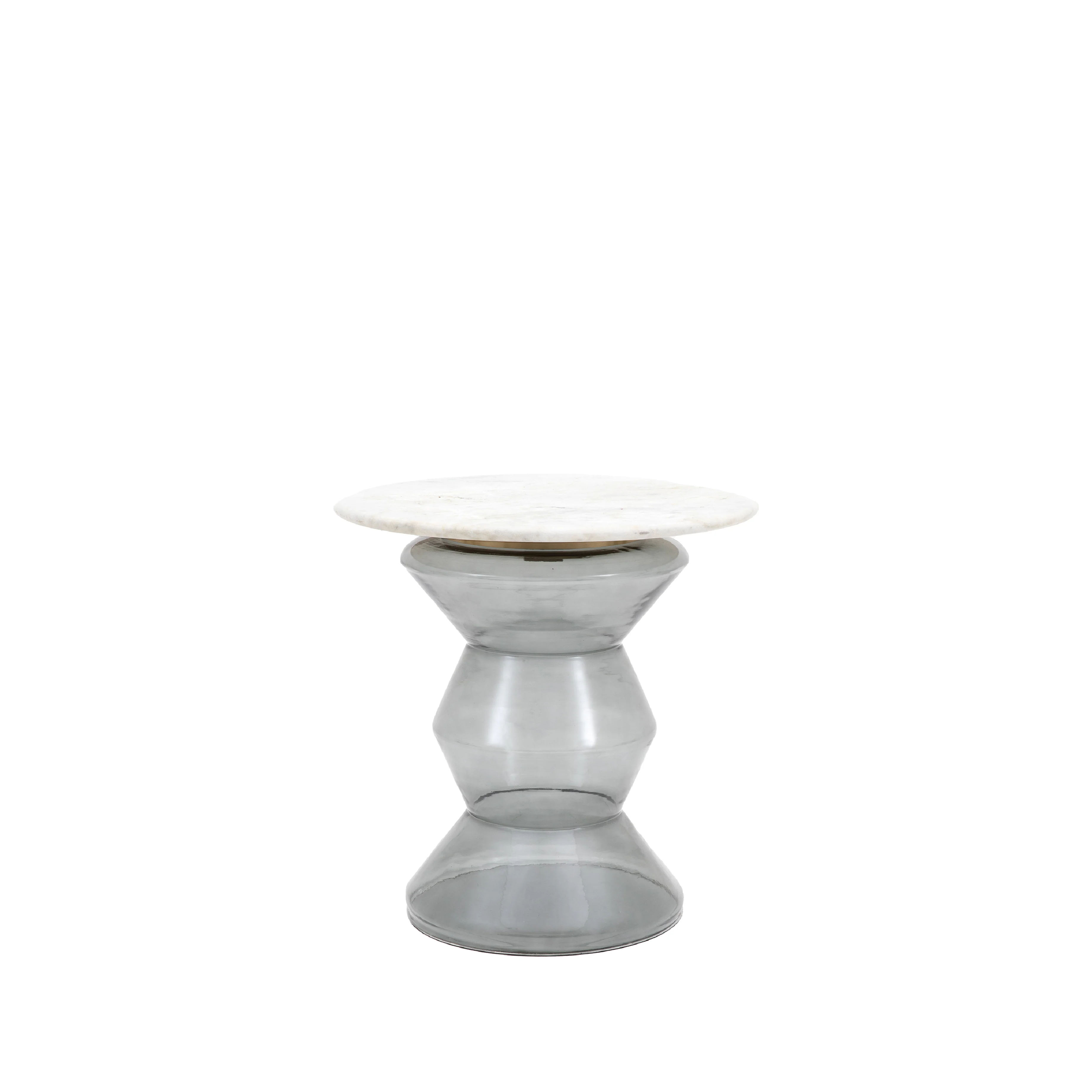 Turin Round Marble Top Side Table | Smoke Glass - Image 3