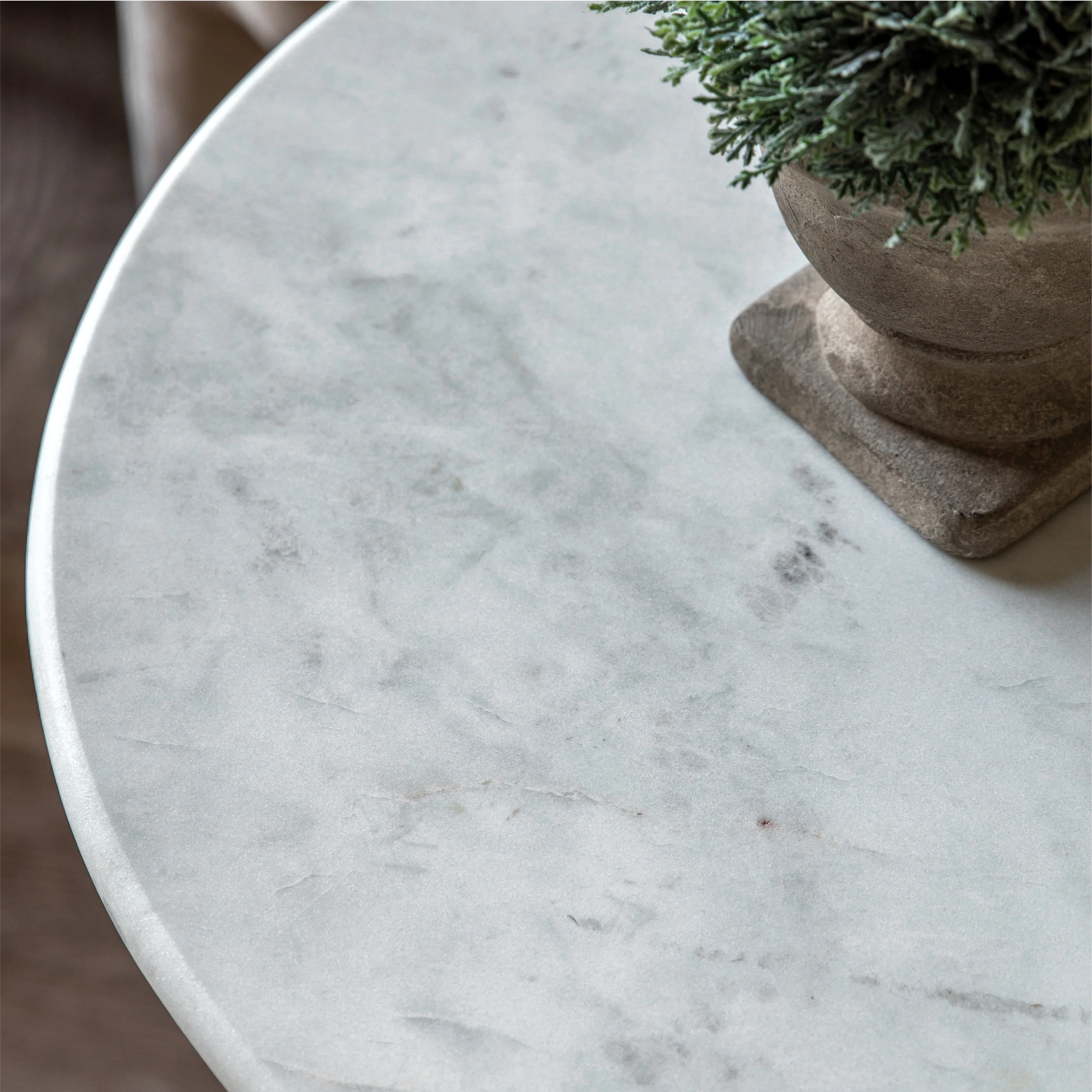 Turin Round Marble Top Side Table | Smoke Glass - Image 4