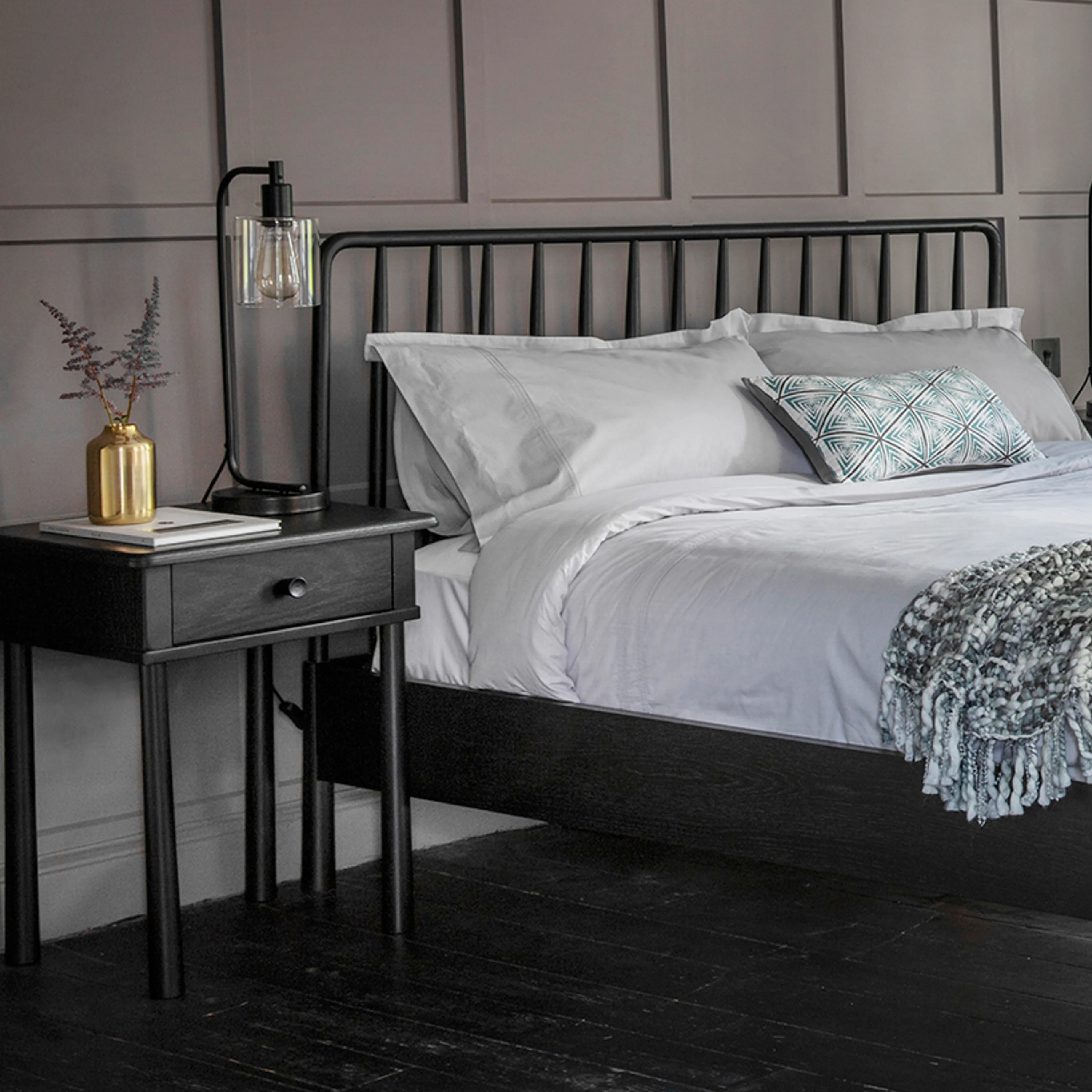 Wycombe Nordic Bedside Table | Black
