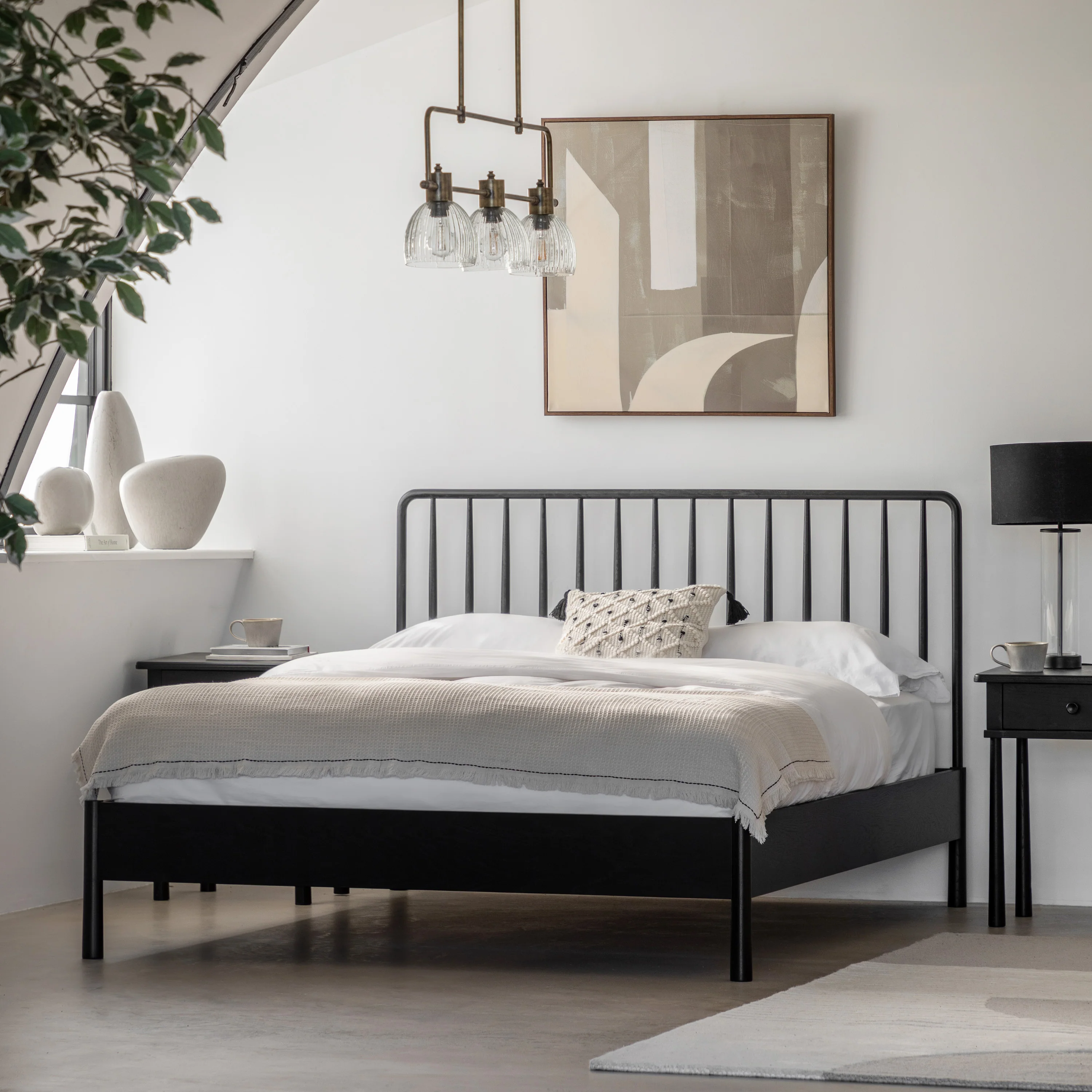 Wycombe Nordic Spindle Bed Frame | Black