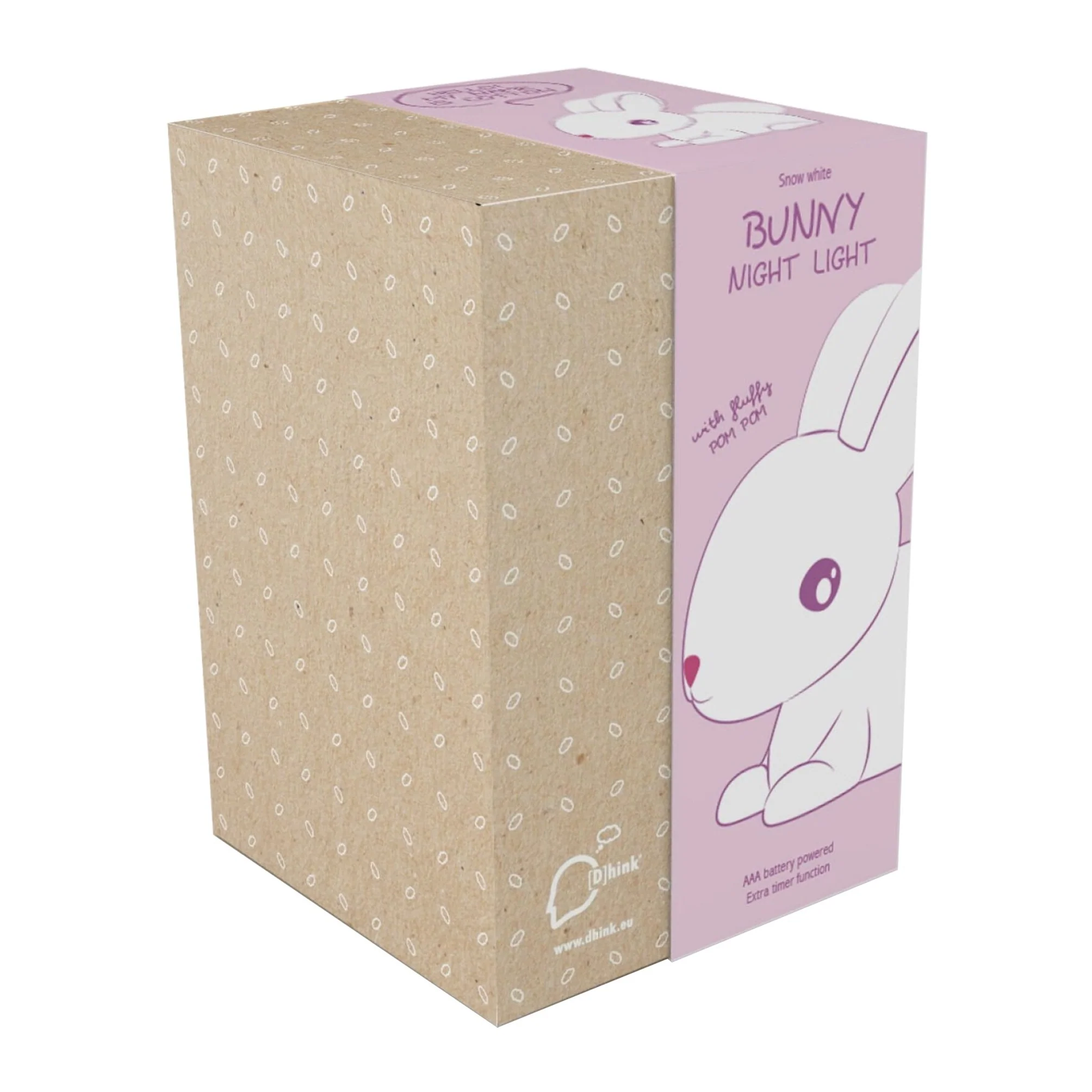 Colour Changing Night Light | White Bunny with Faux Fur Pom Tail | Medium - Image 4