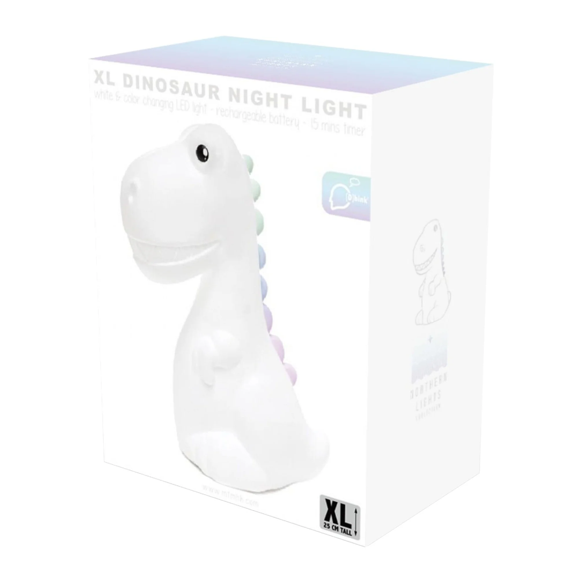 Colour Changing Night Light | White Dinosaur with USB Cable | XL - Image 4