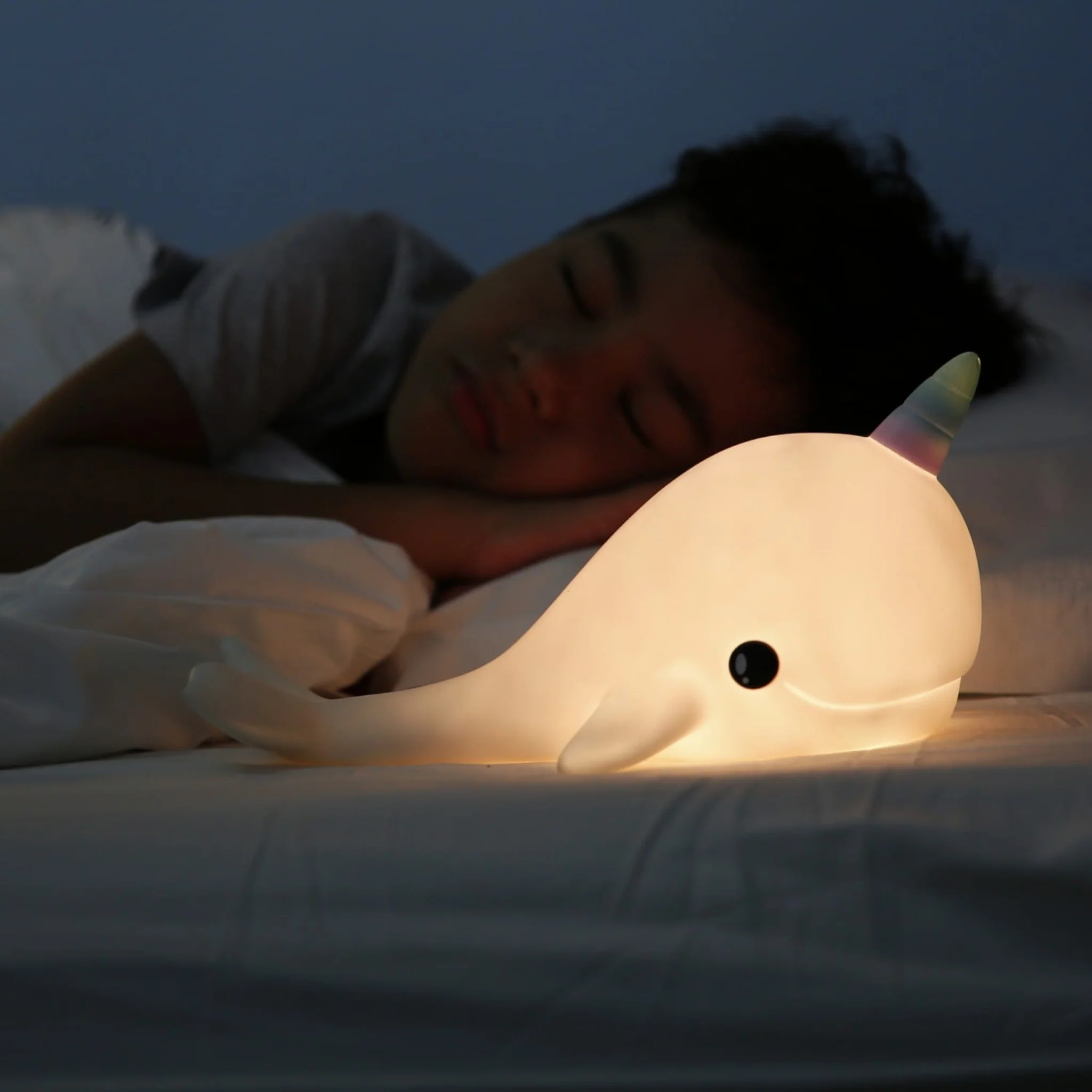 Colour Changing Night Light | White Narwhal with USB Cable | Medium - Image 5