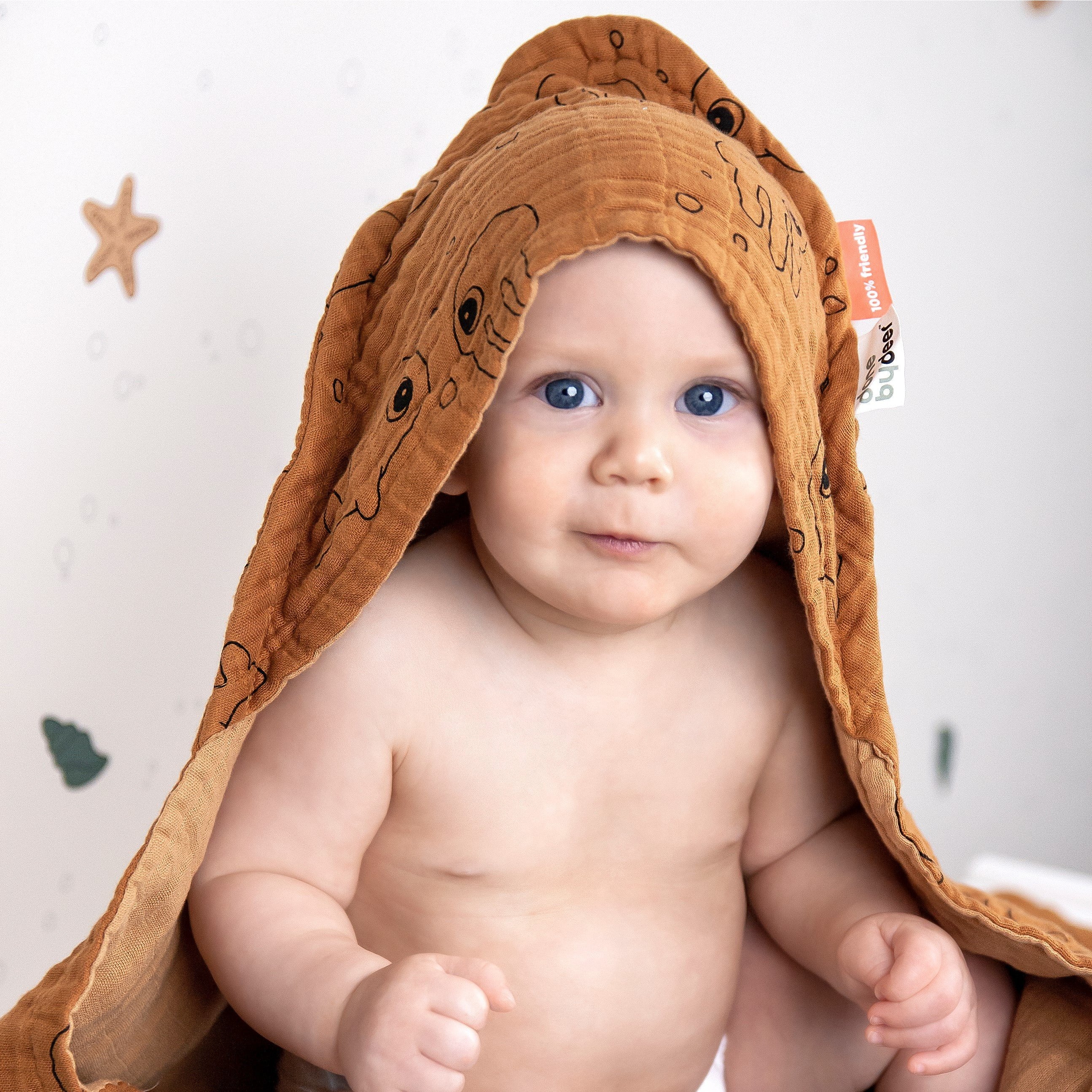 Hooded Towel | Sea Friends | Blue - Image 2