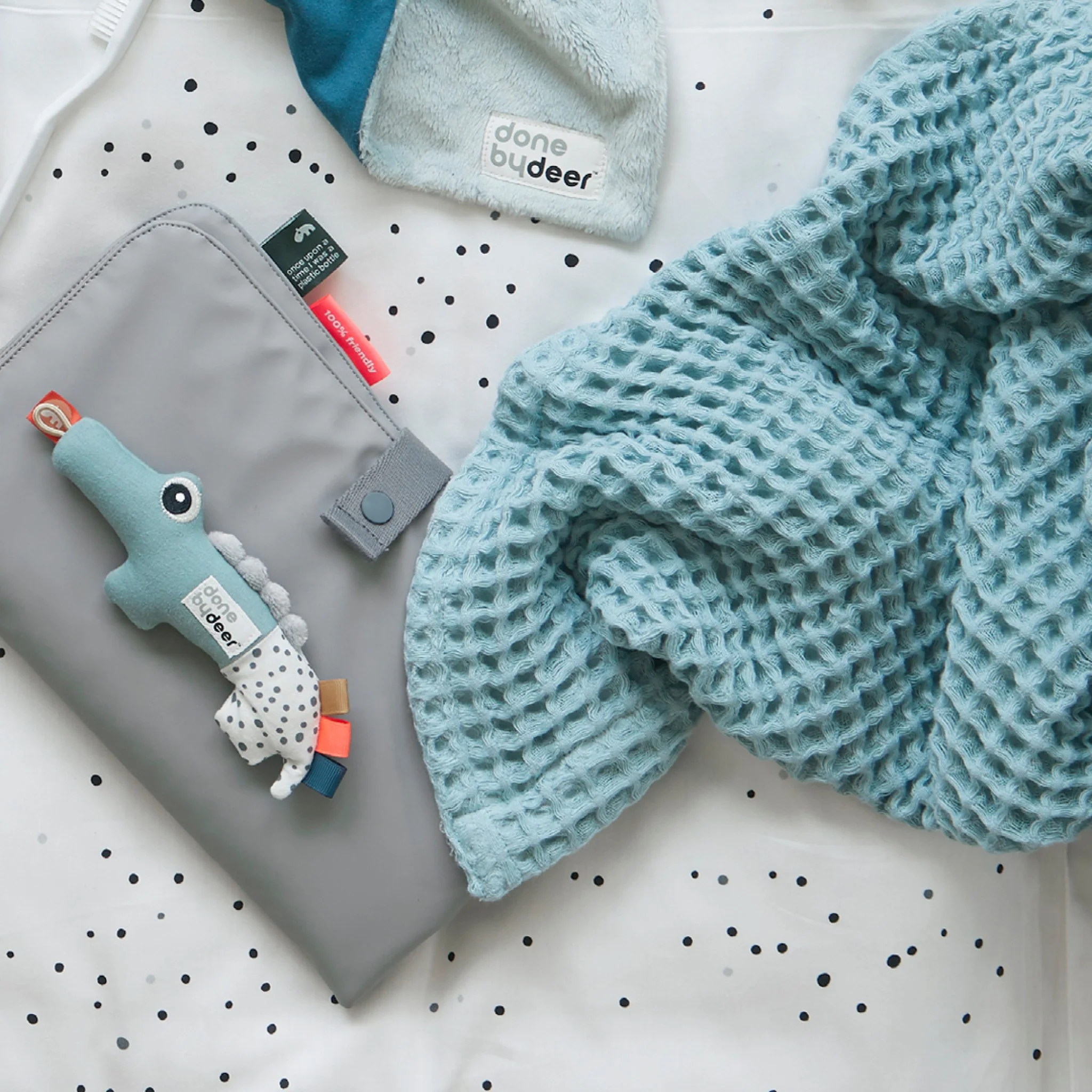 Waffle Blanket | Blue | 80x100cm - Image 2
