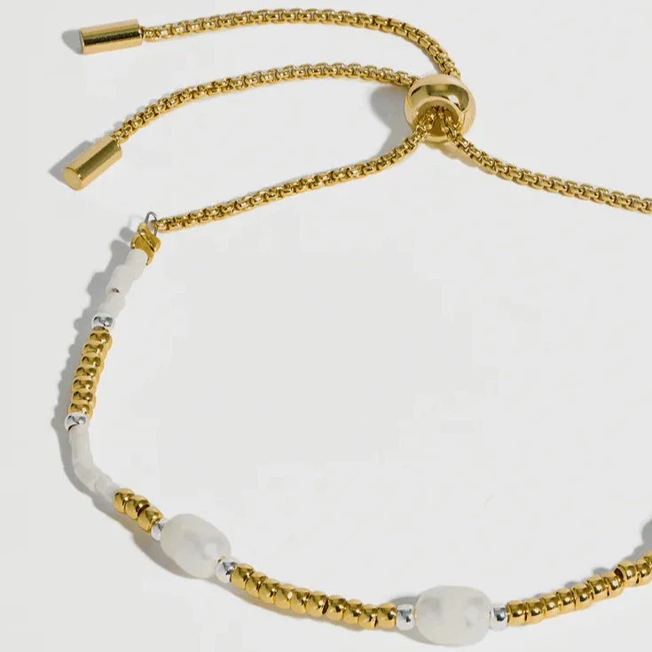 Amelia Pearl Station Bracelet | Gold Plated - Image 3