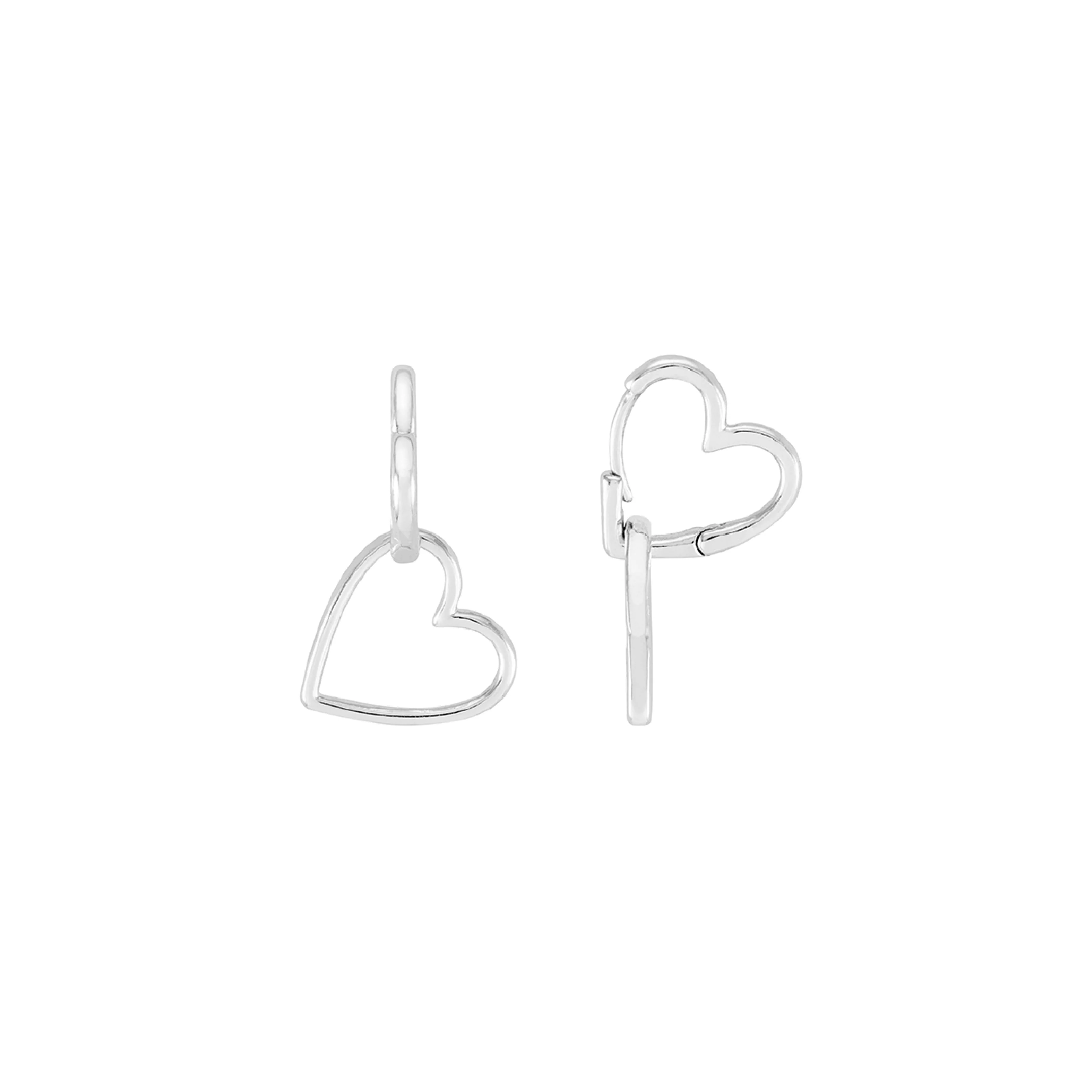Double Heart Hoop Earrings | Silver Plated