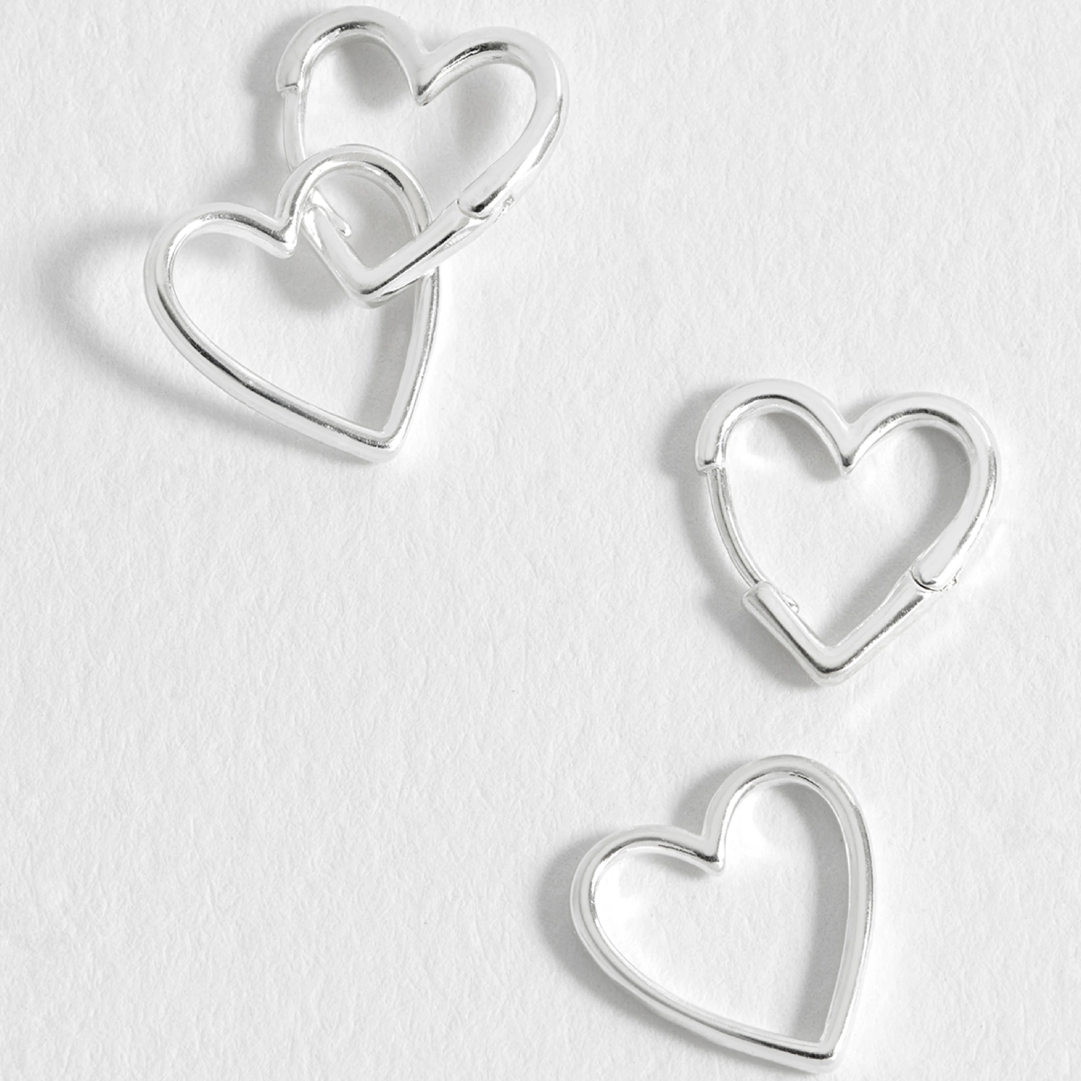 Double Heart Hoop Earrings | Silver Plated - Image 4