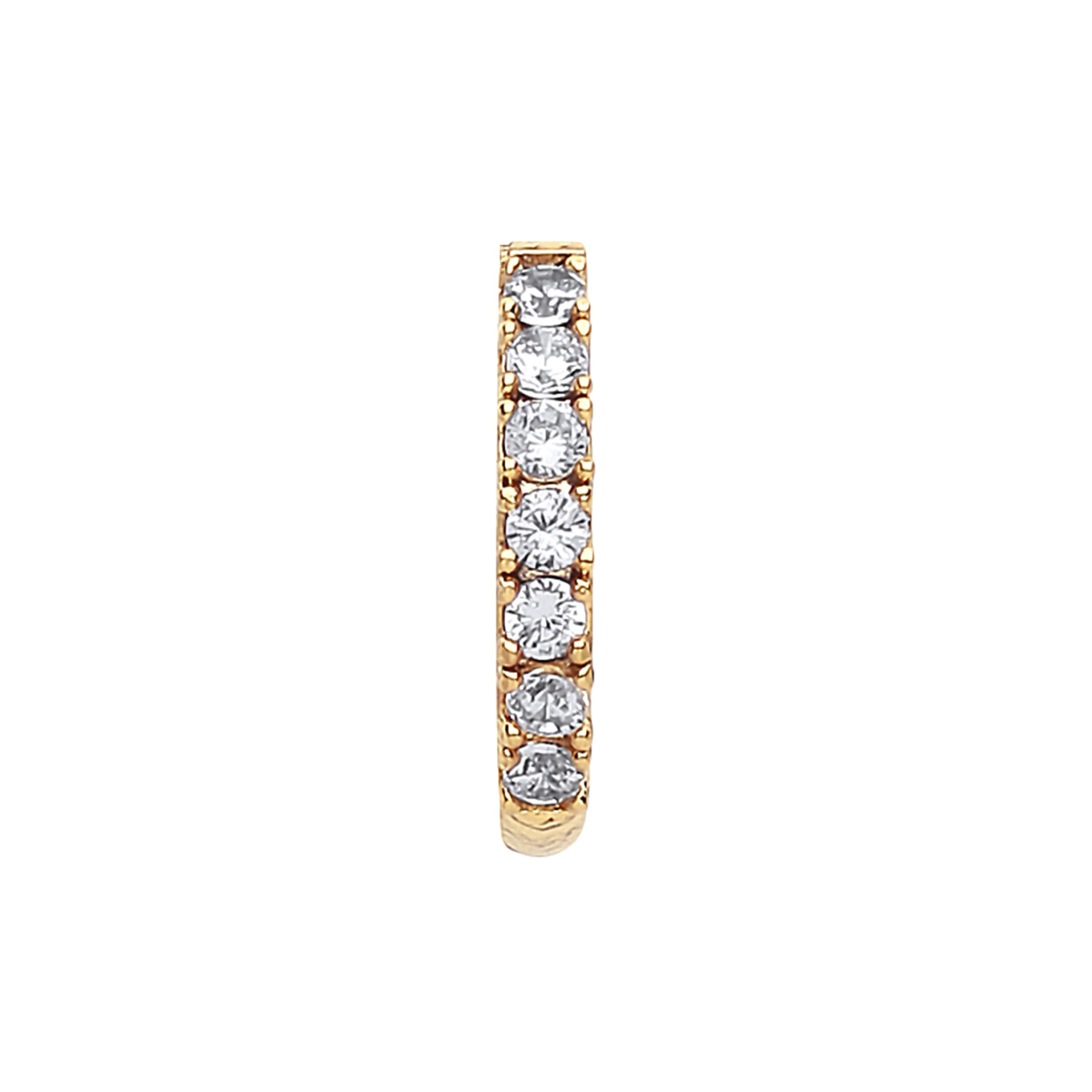 Pave Set Hoop Earrings with White CZ | Gold Plated - Image 2