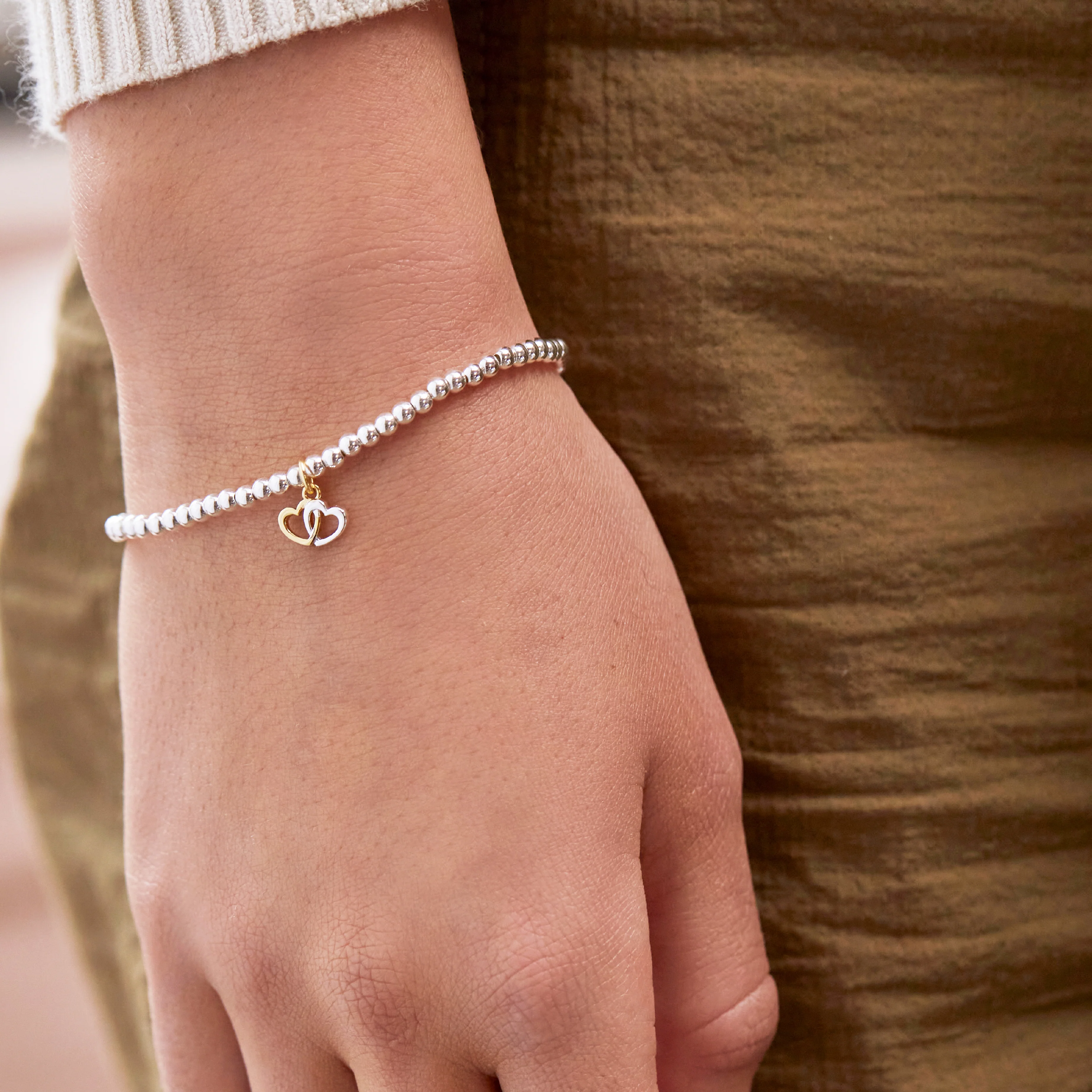 Sienna Interlinked Heart Charm Bracelet | Gold & Silver Plated - Image 2