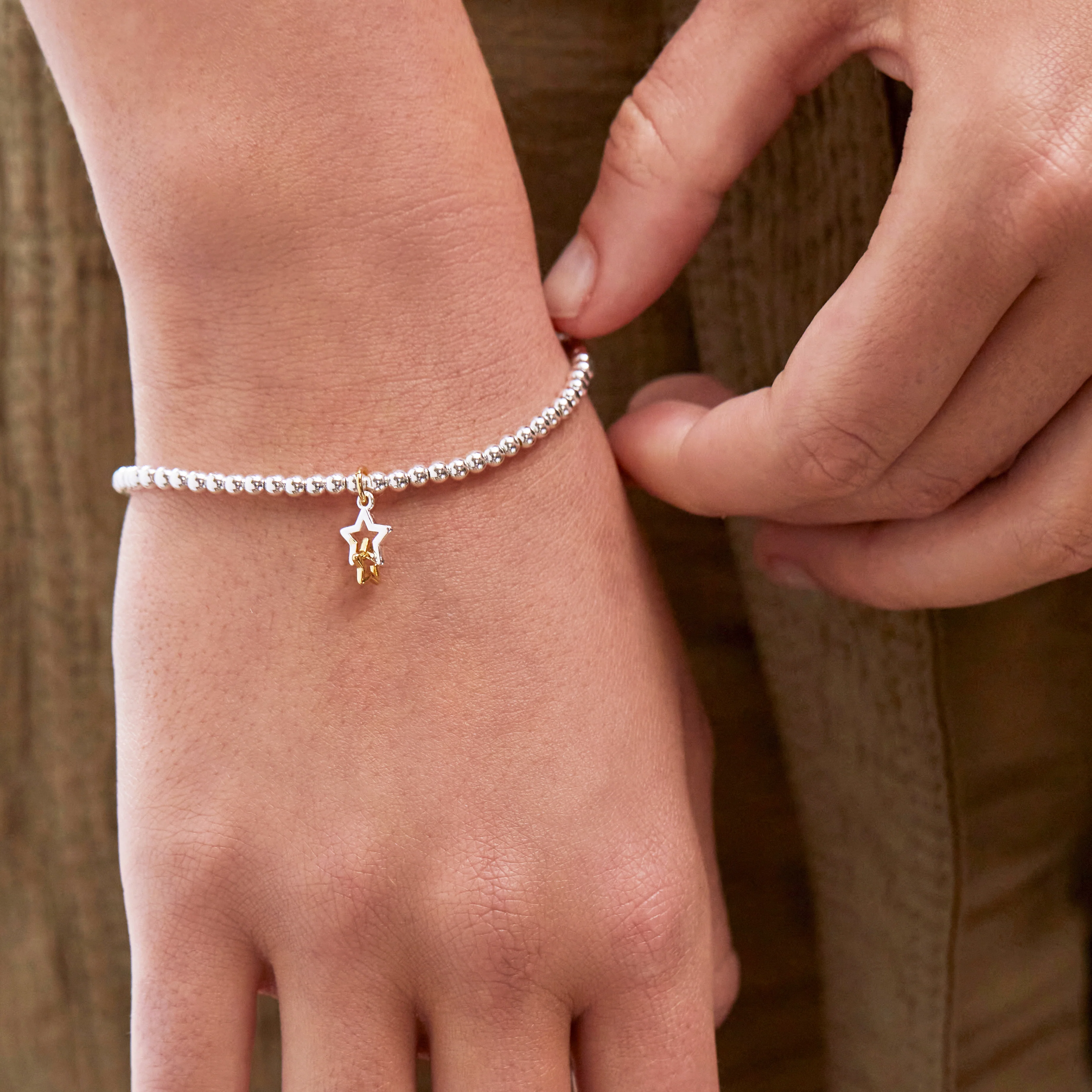 Sienna Interlinked Star Charm Birthday Bracelet | Gold & Silver Plated - Image 2