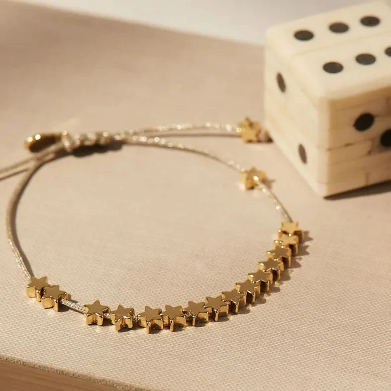 Stars So Bright Bracelet with Silver Metallic Cord | Gold Plated - Image 2