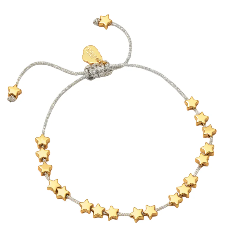 Stars So Bright Bracelet with Silver Metallic Cord | Gold Plated - Image 4