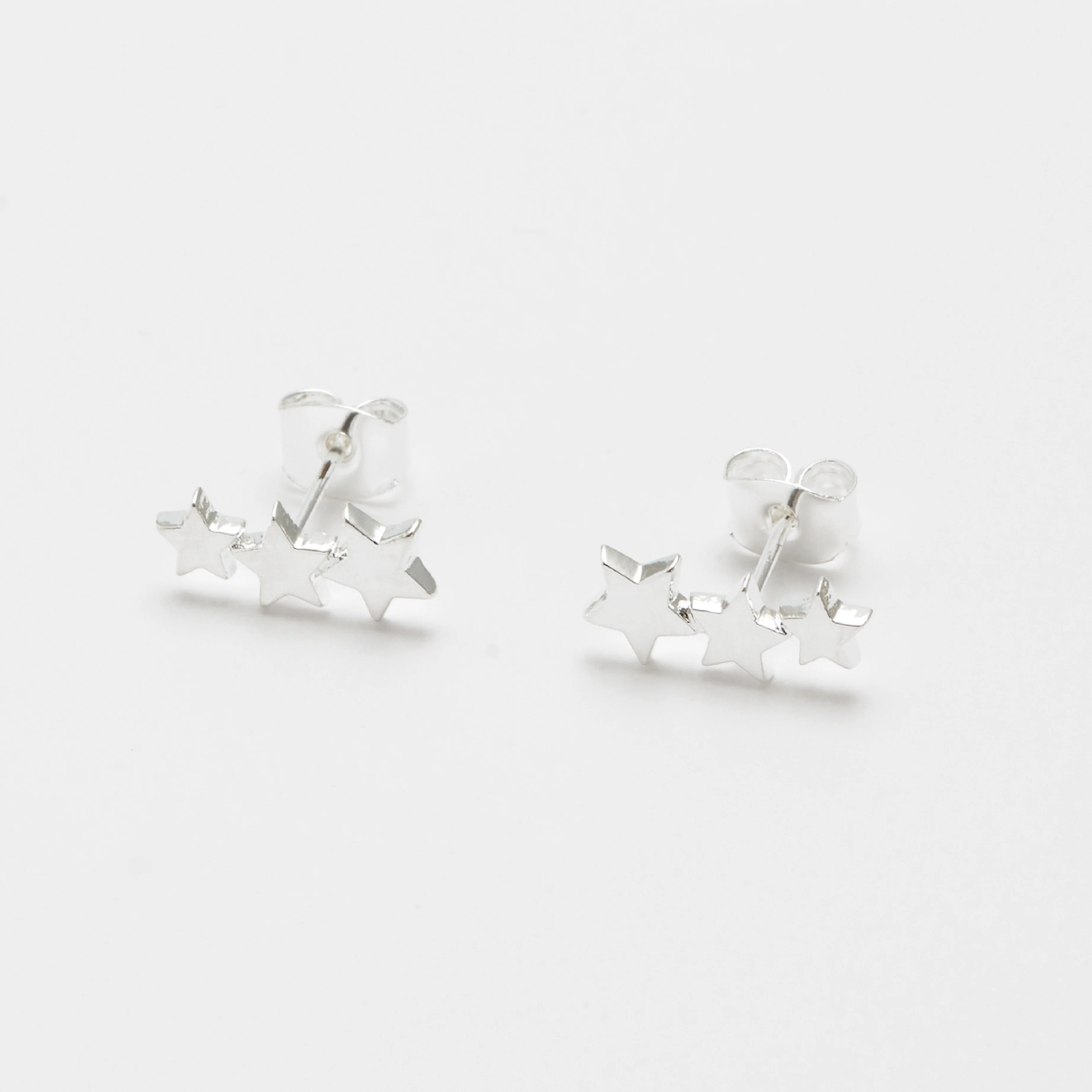 Triple Star Crawler Stud Earrings | Silver Plated - Image 4