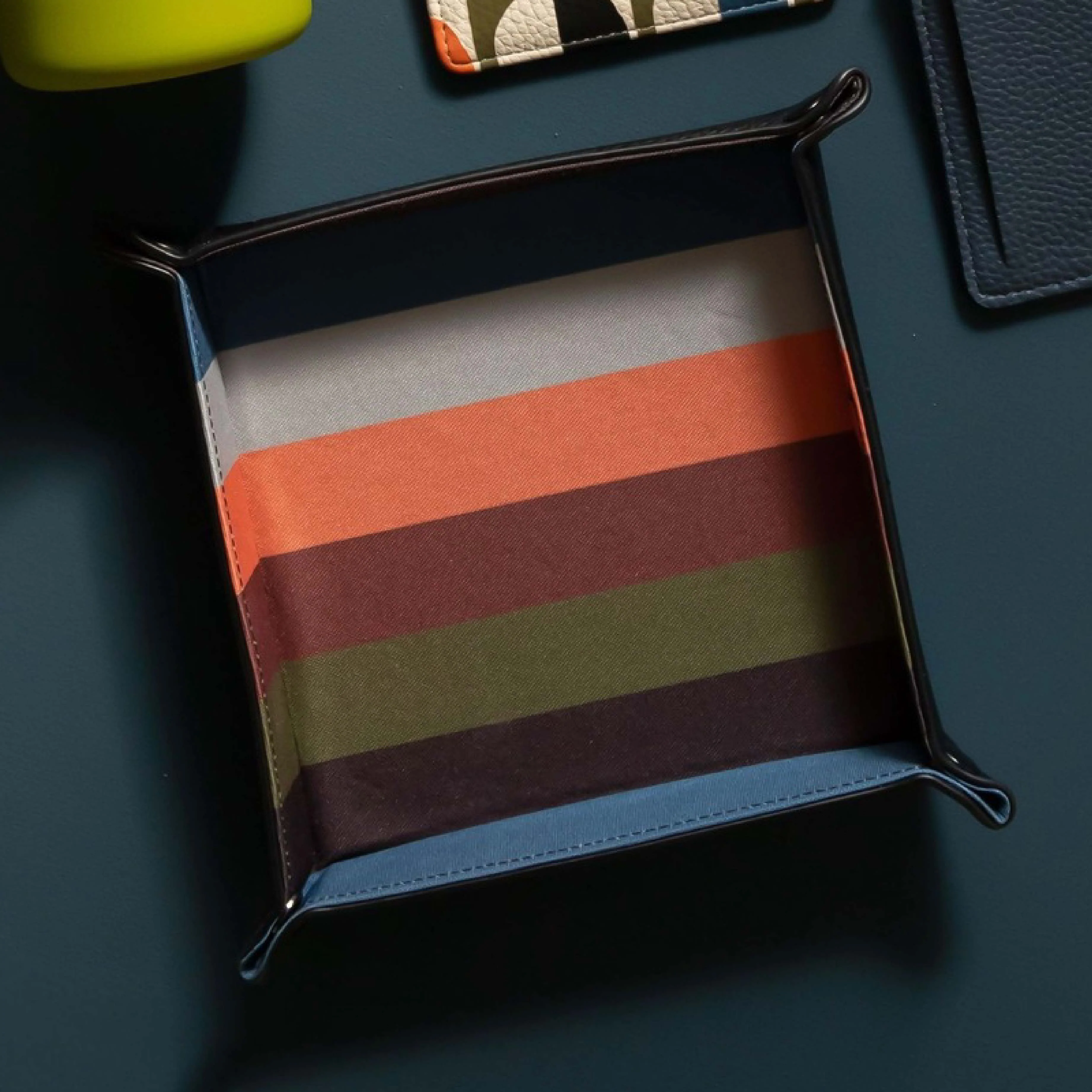Men's Vegan Leather Catch All Tray | Multi Stripe - Image 2