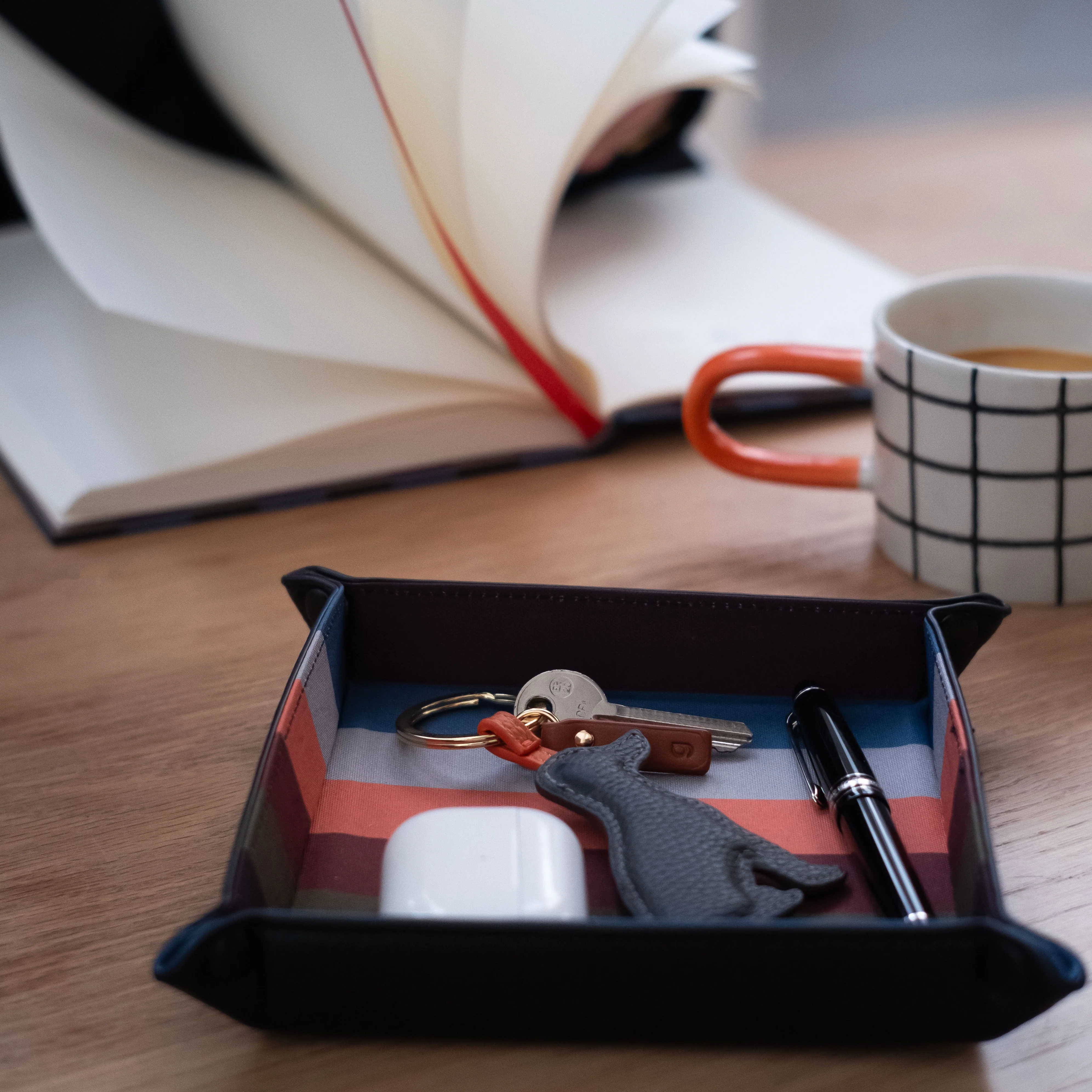 Men's Vegan Leather Catch All Tray | Multi Stripe - Image 4