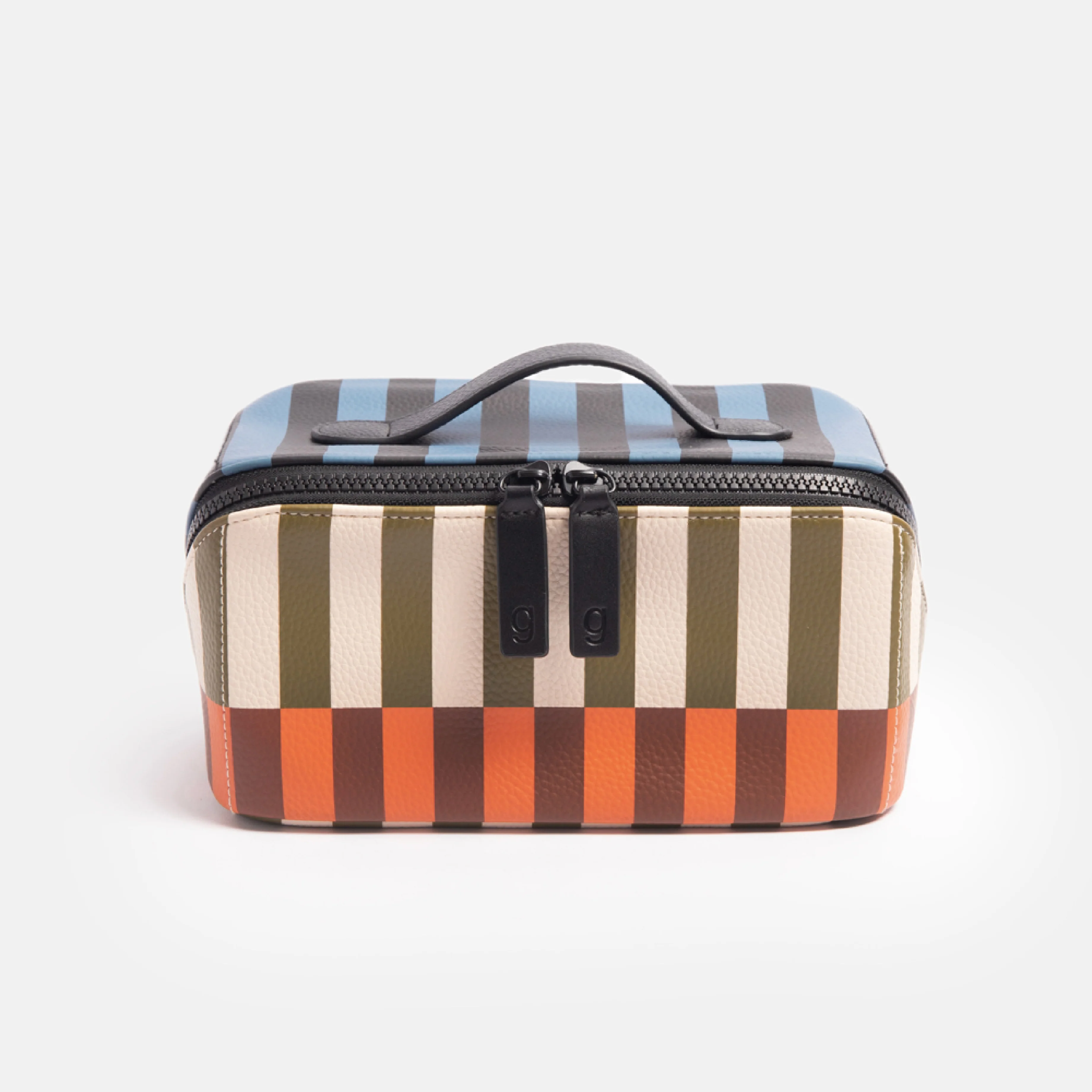 Men's Vegan Leather Flat Lay Wash Bag | Retro Stripe | Large - Image 3