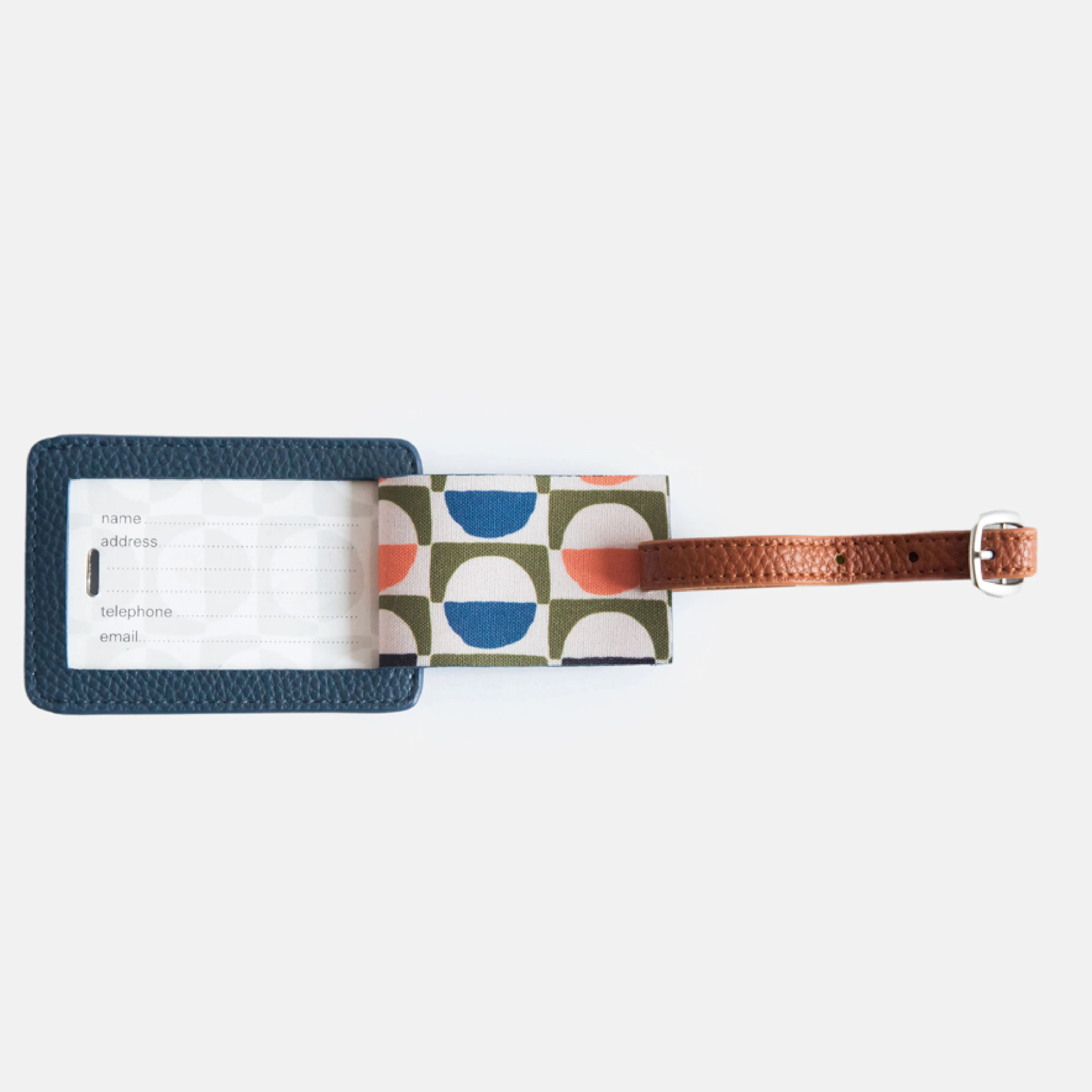 Men's Vegan Leather Luggage Tag | Navy - Image 3