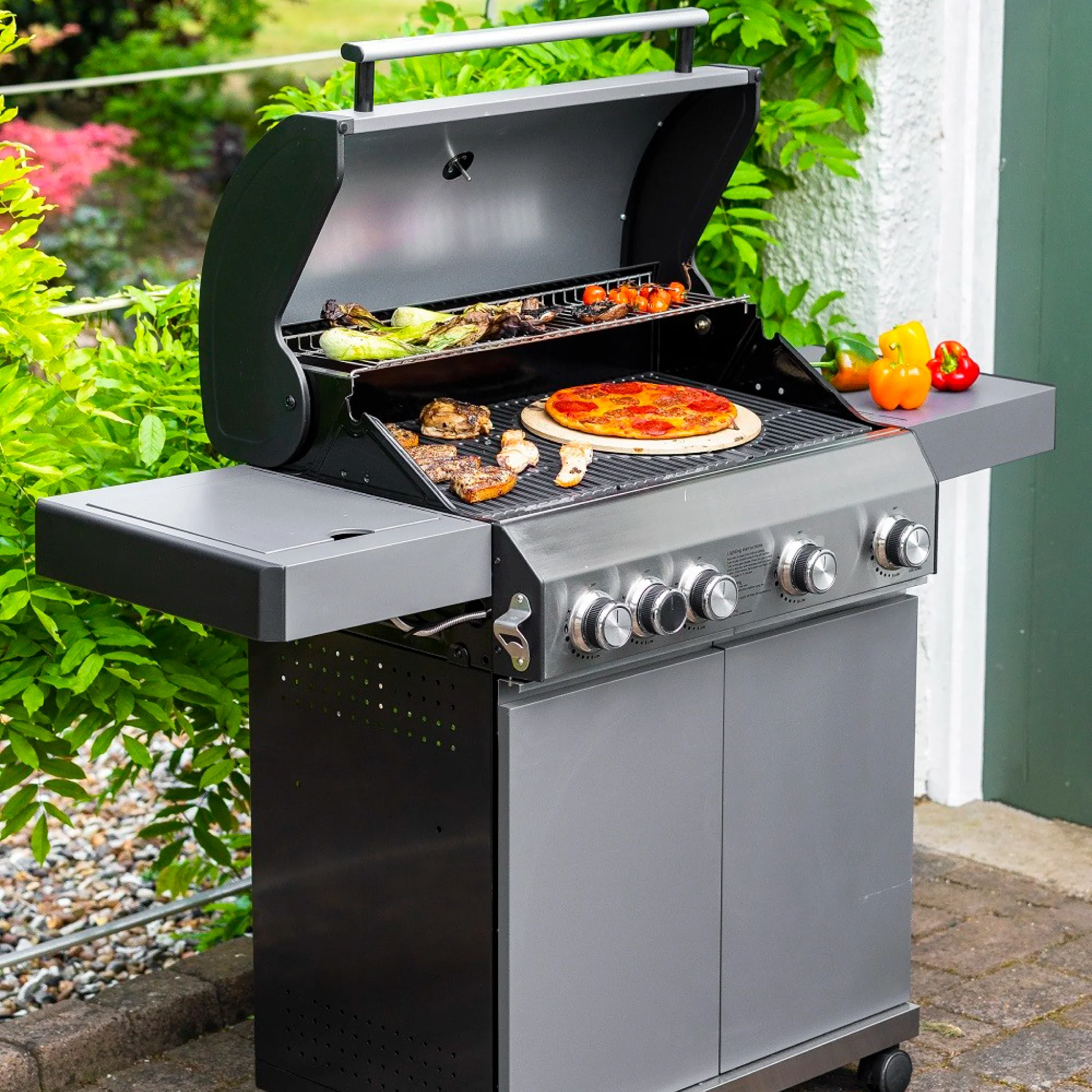 Classic 4 Burner Hybrid Barbecue with Side Burner | Matt Grey - Image 4