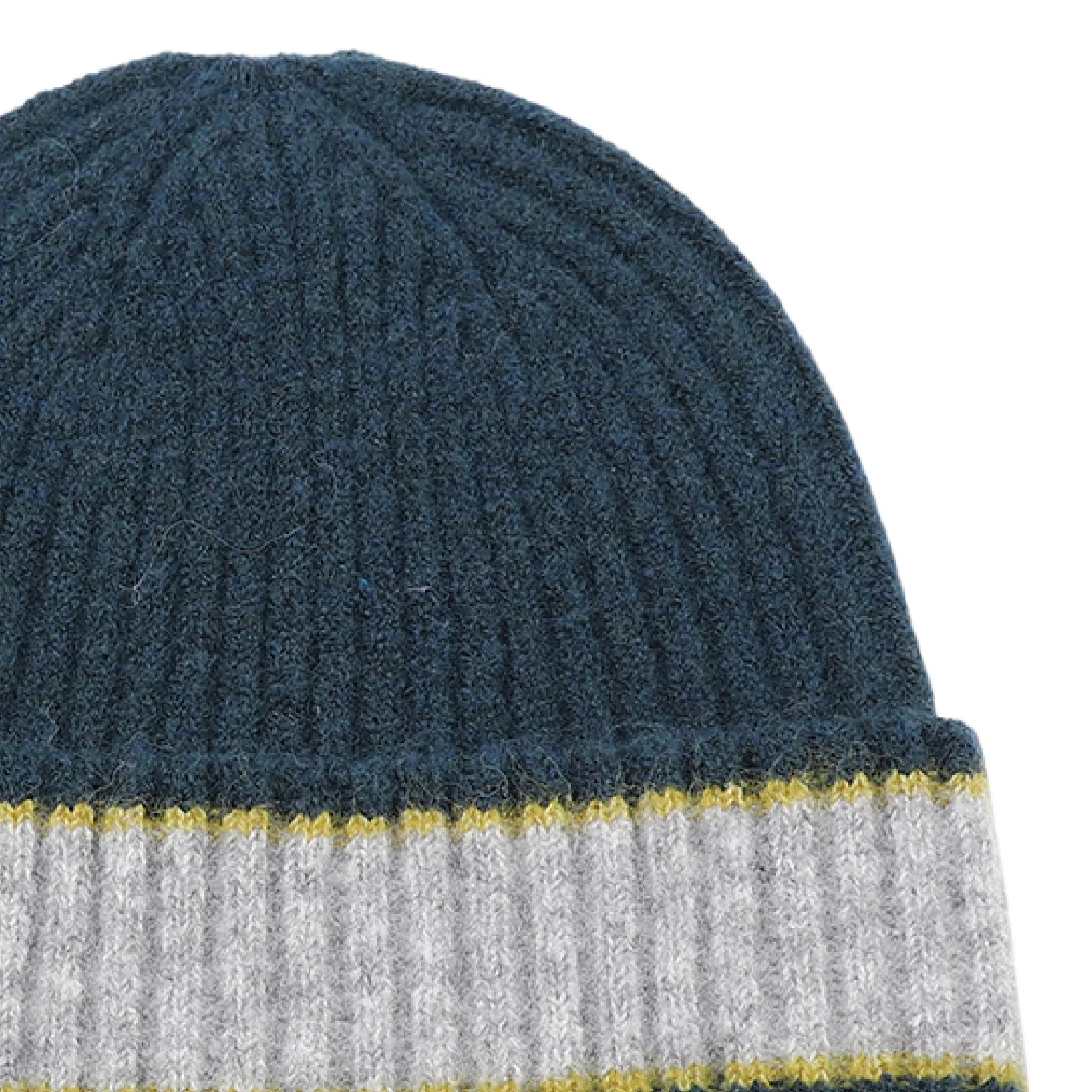Men's Ribbed Colour Block Beanie Hat | Teal/Grey - Image 2
