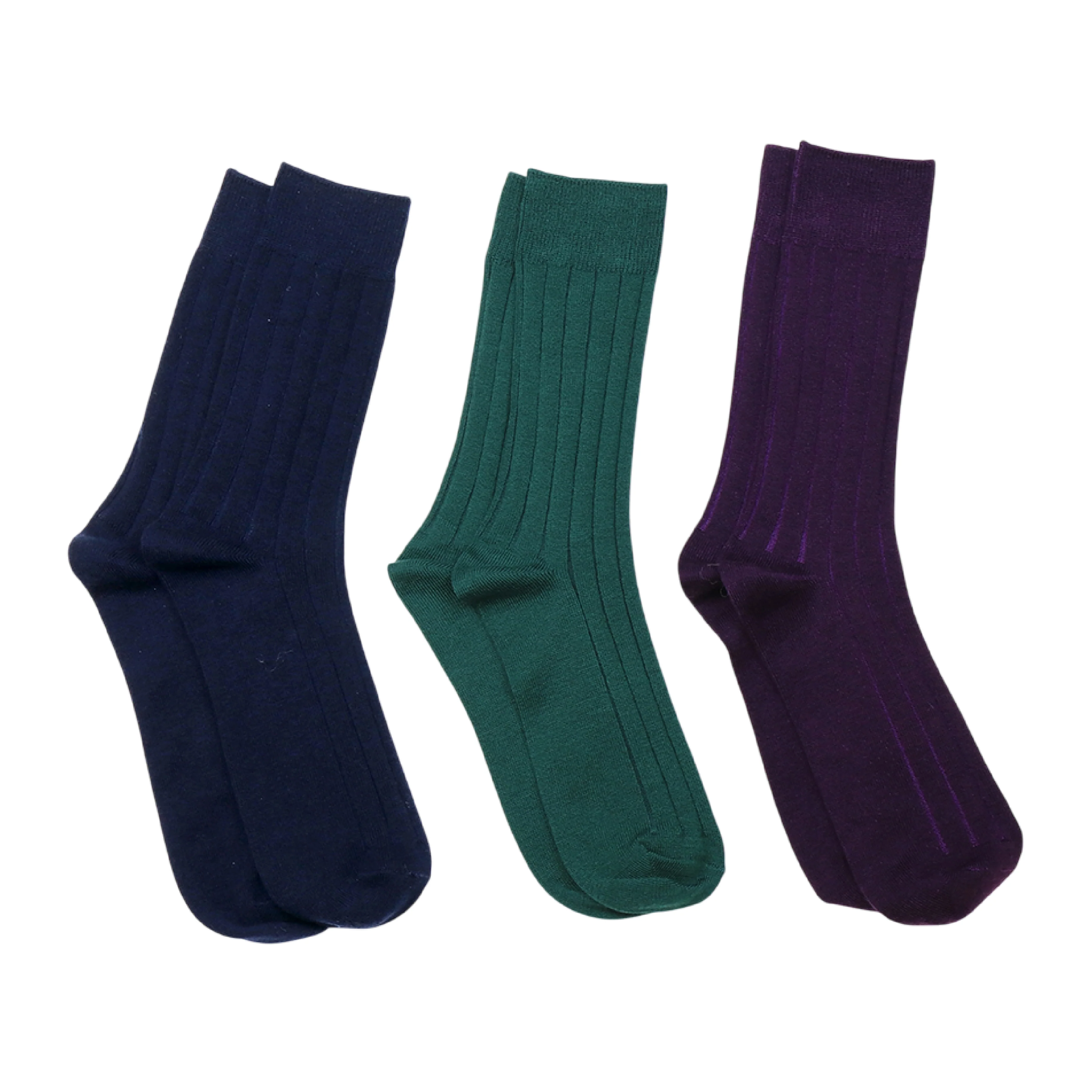 Men's Ribbed Socks Box | Purple/Green/Navy | Set of 3 - Image 2