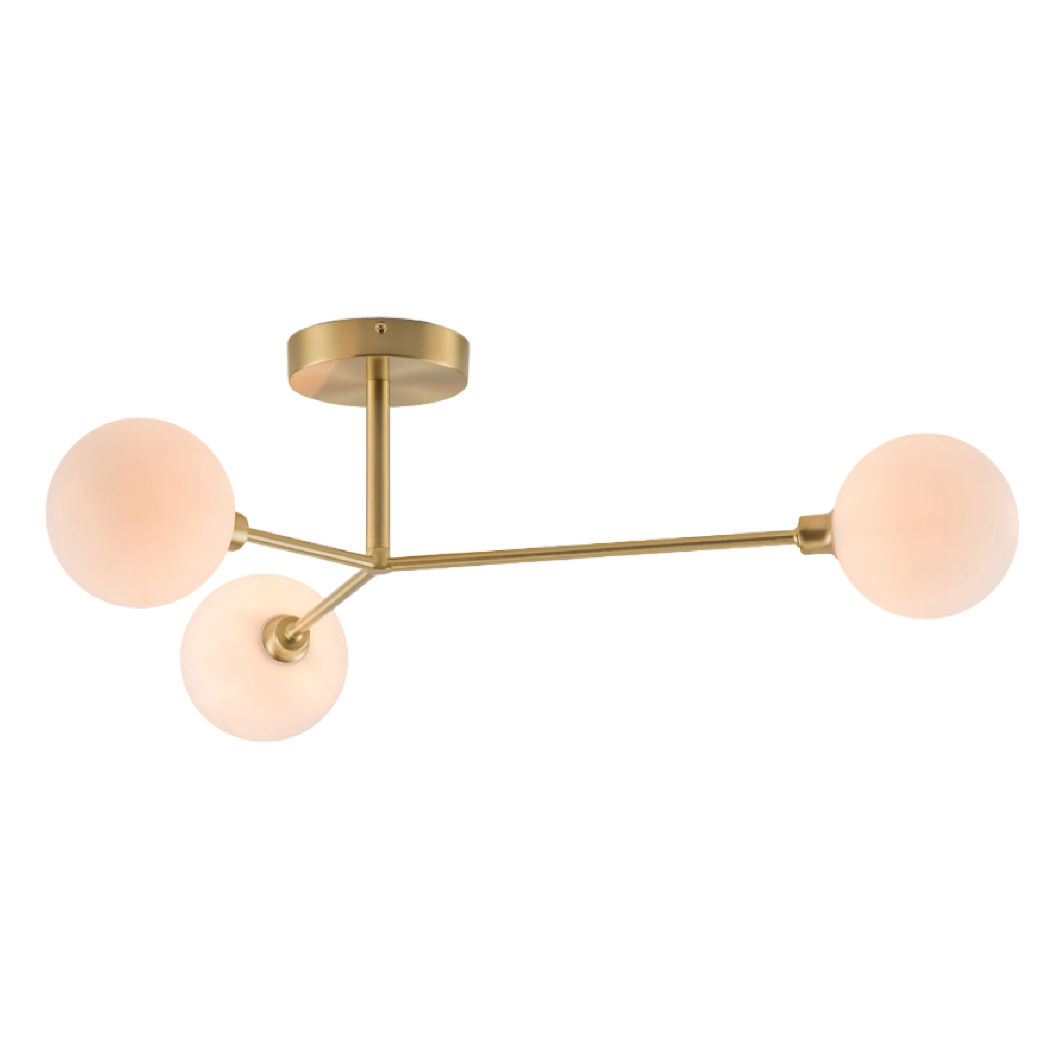 3 Shade Flush Ceiling Light | Brass - Image 3