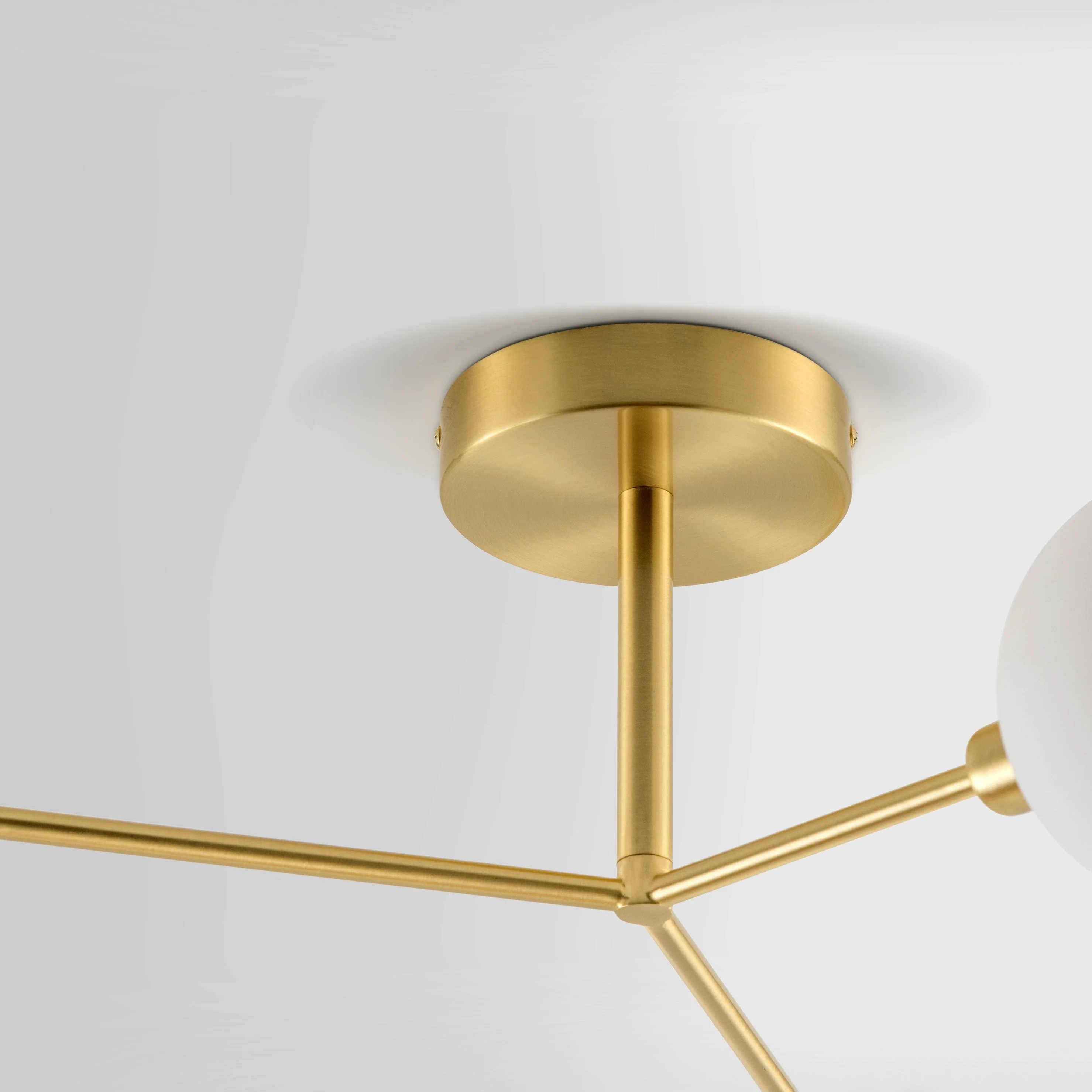 3 Shade Flush Ceiling Light | Brass - Image 4