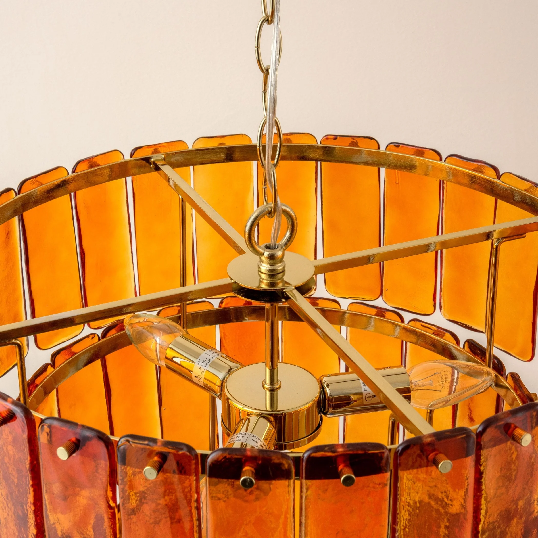 3 Tier Glass Chandelier | Amber - Image 3